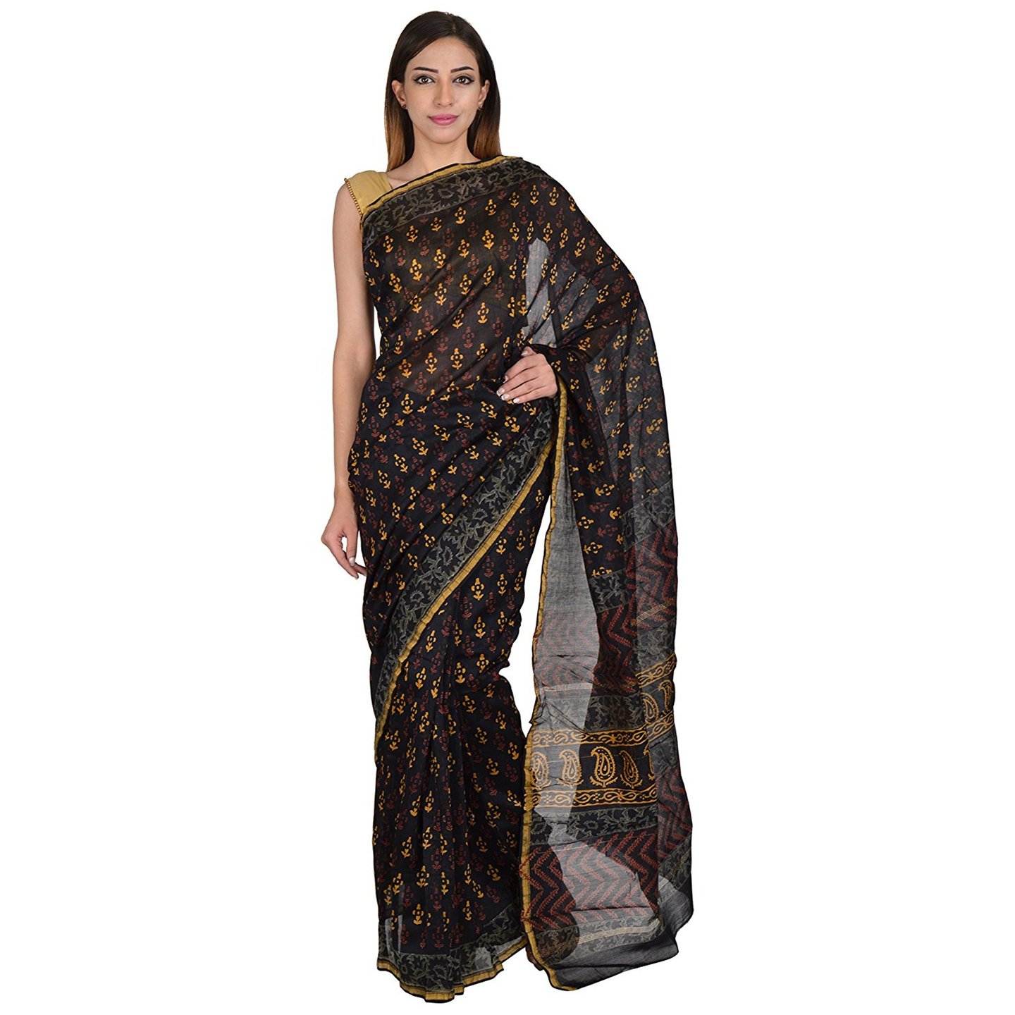 Korie Chanderi Saree (Black)_ (KB6_09)