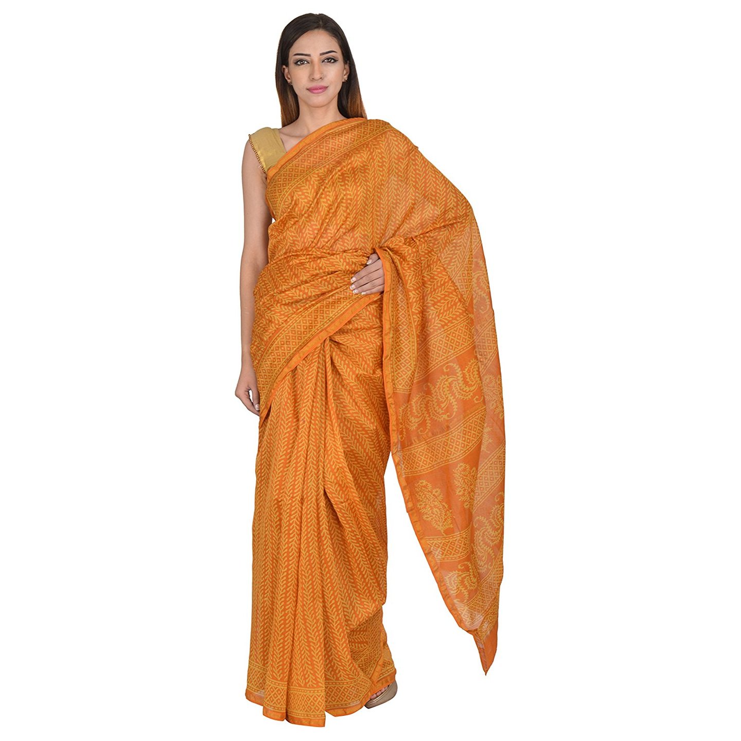 Korie Chanderi Saree (Mustard)_(KB6_24)