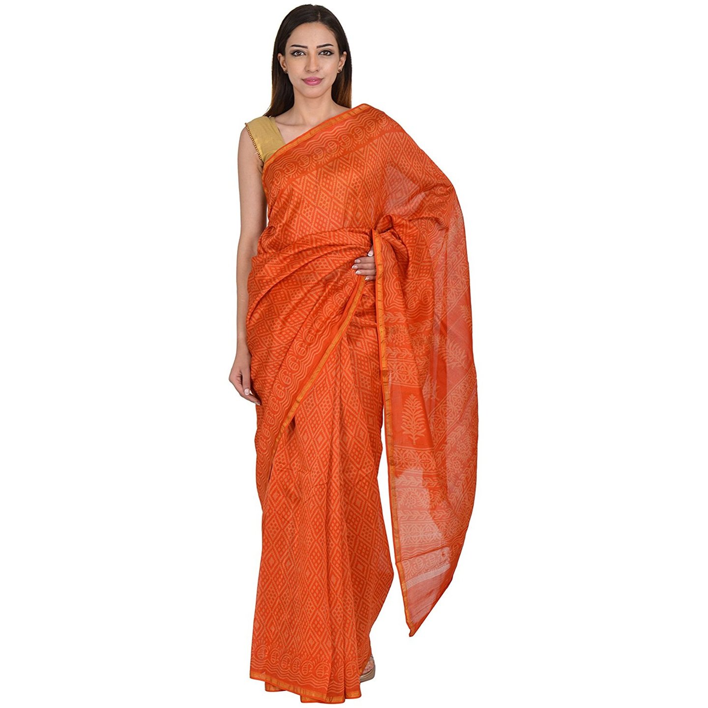 Korie Chanderi Saree (Orange)_ (KB6_32)