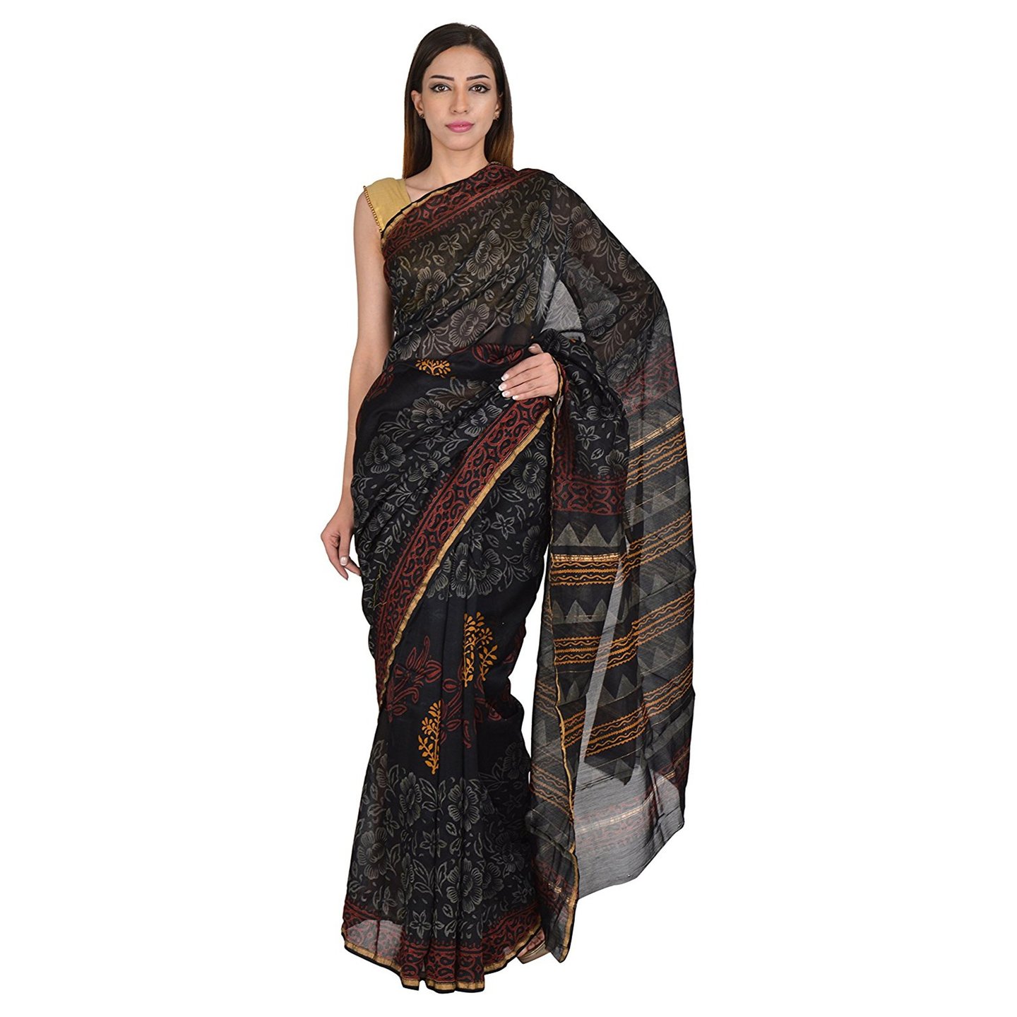 Korie Cotton Silk Saree Black_ KB6_08