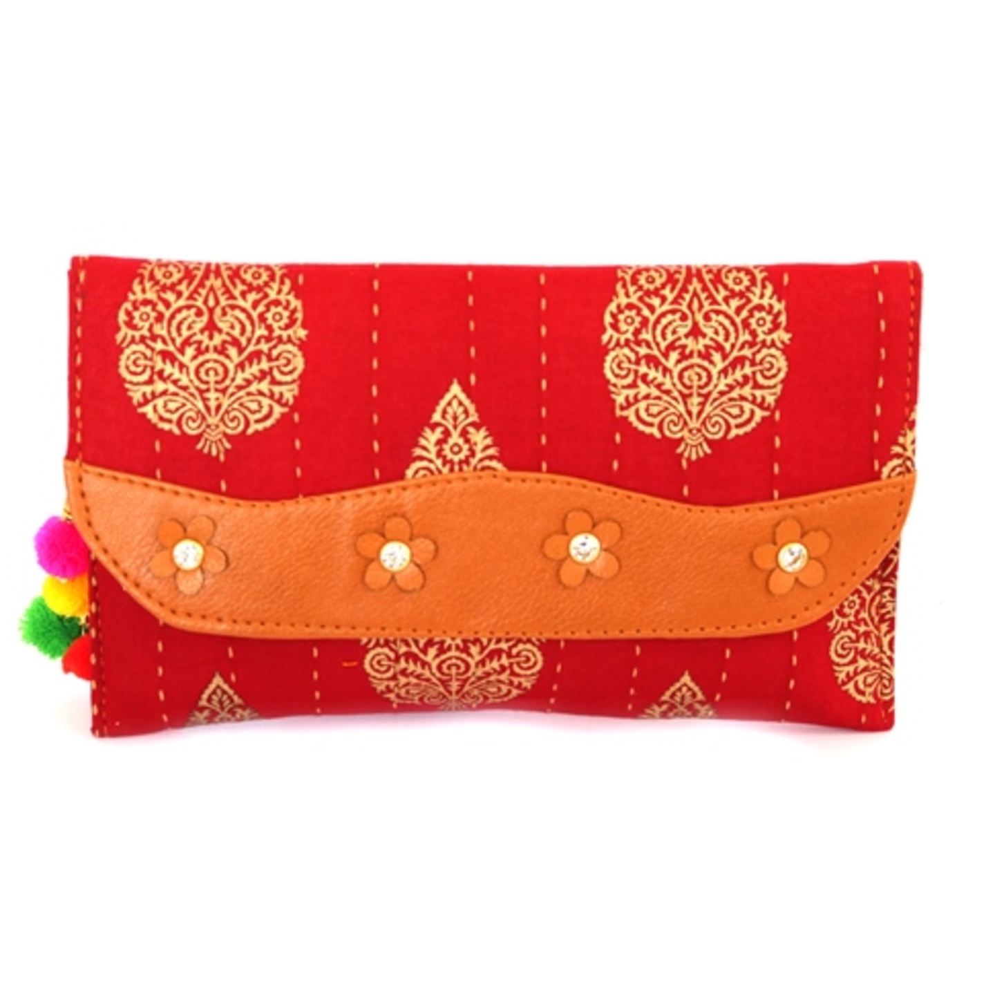 Korie Zari Print paisley Motif Clutch KBC1_ 01,  Red