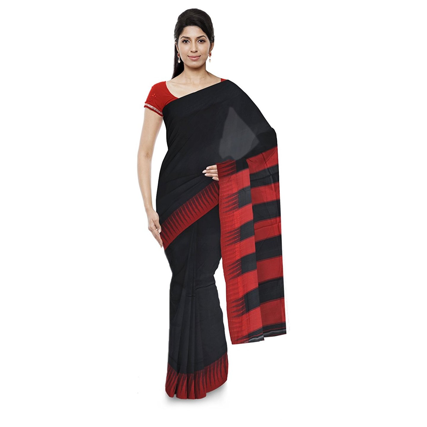 Korie Women's Pune Saree with Blouse Piece (Black)- KP7_37