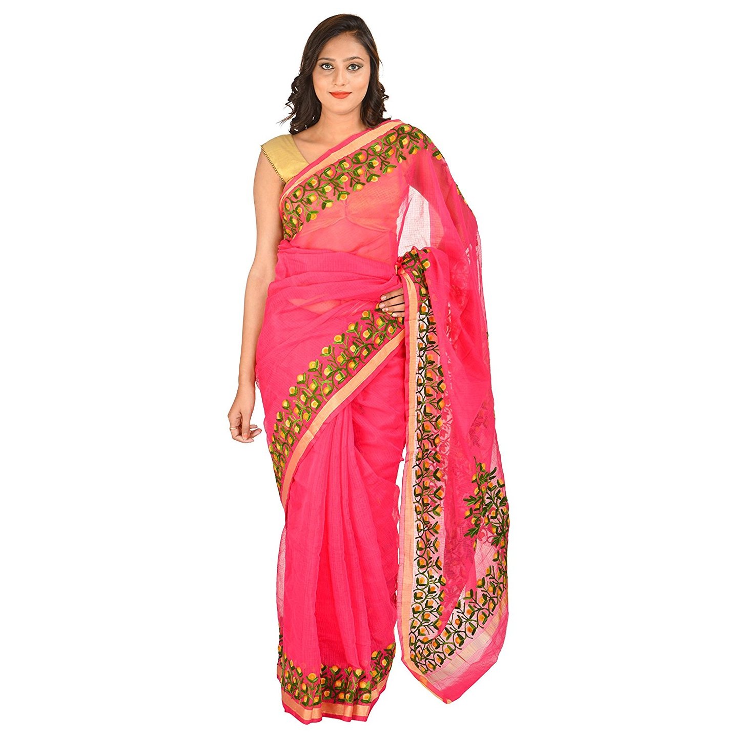 Korie Kota Embroidery Saree Pink- KK5_74