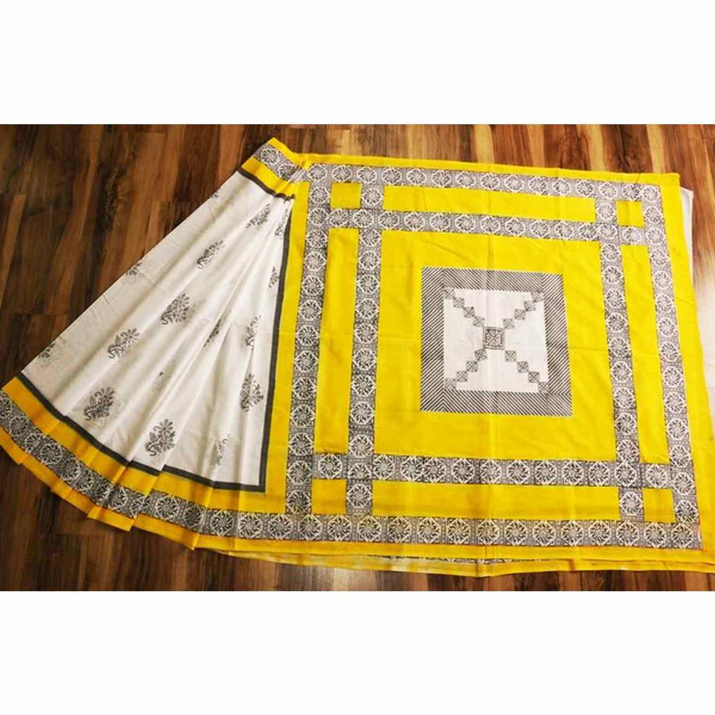 Hand Block Print Saree for Womens Wear – GOLDEN YELLOW