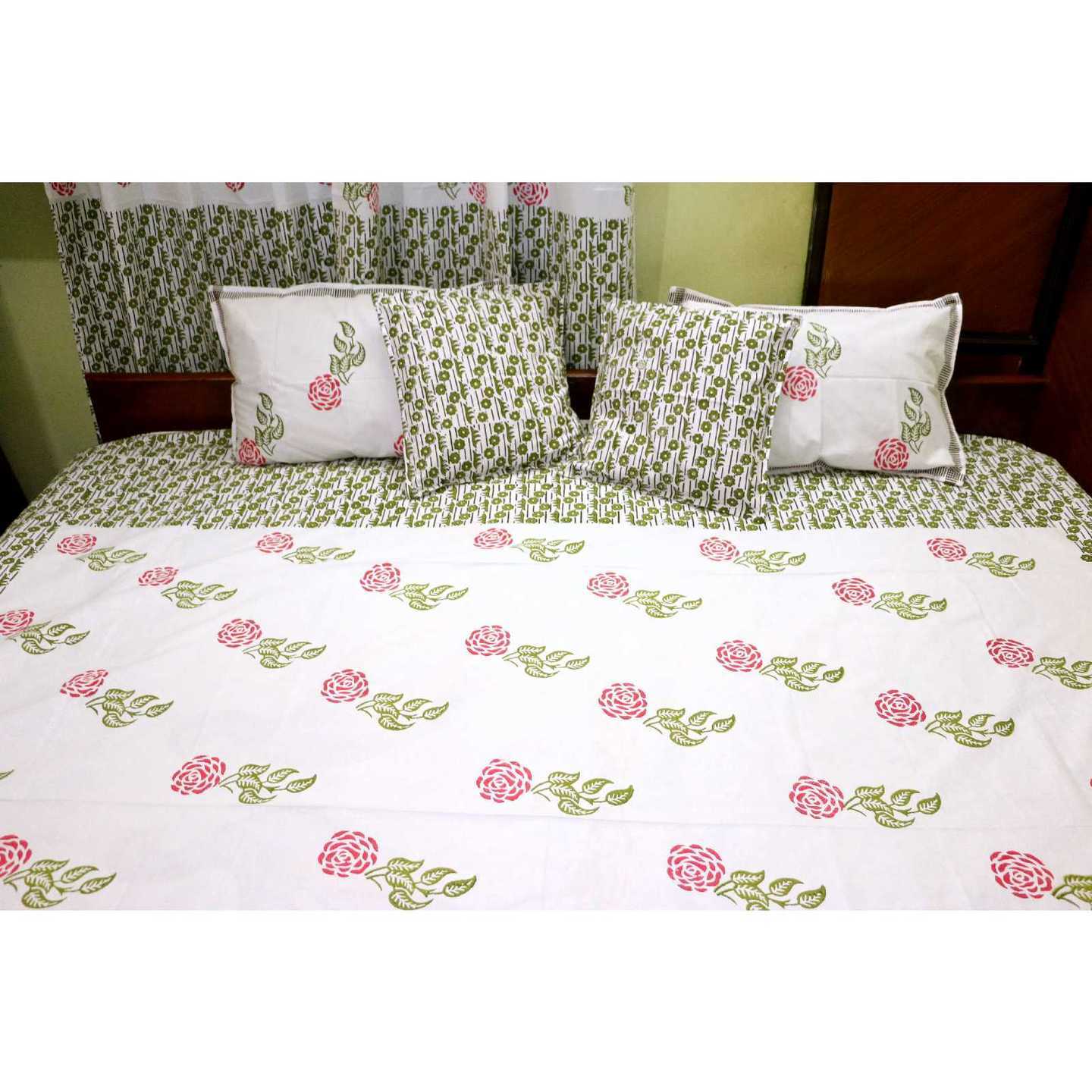 Hand Block Printed Bed Sheet - ROSY