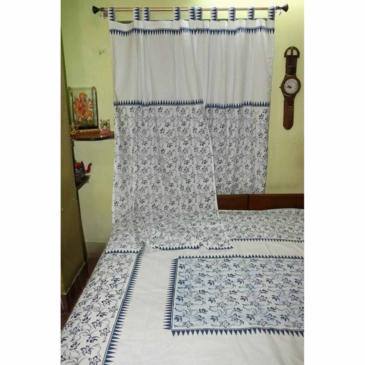 Hand Block Print Curtain – BLUE GARDEN