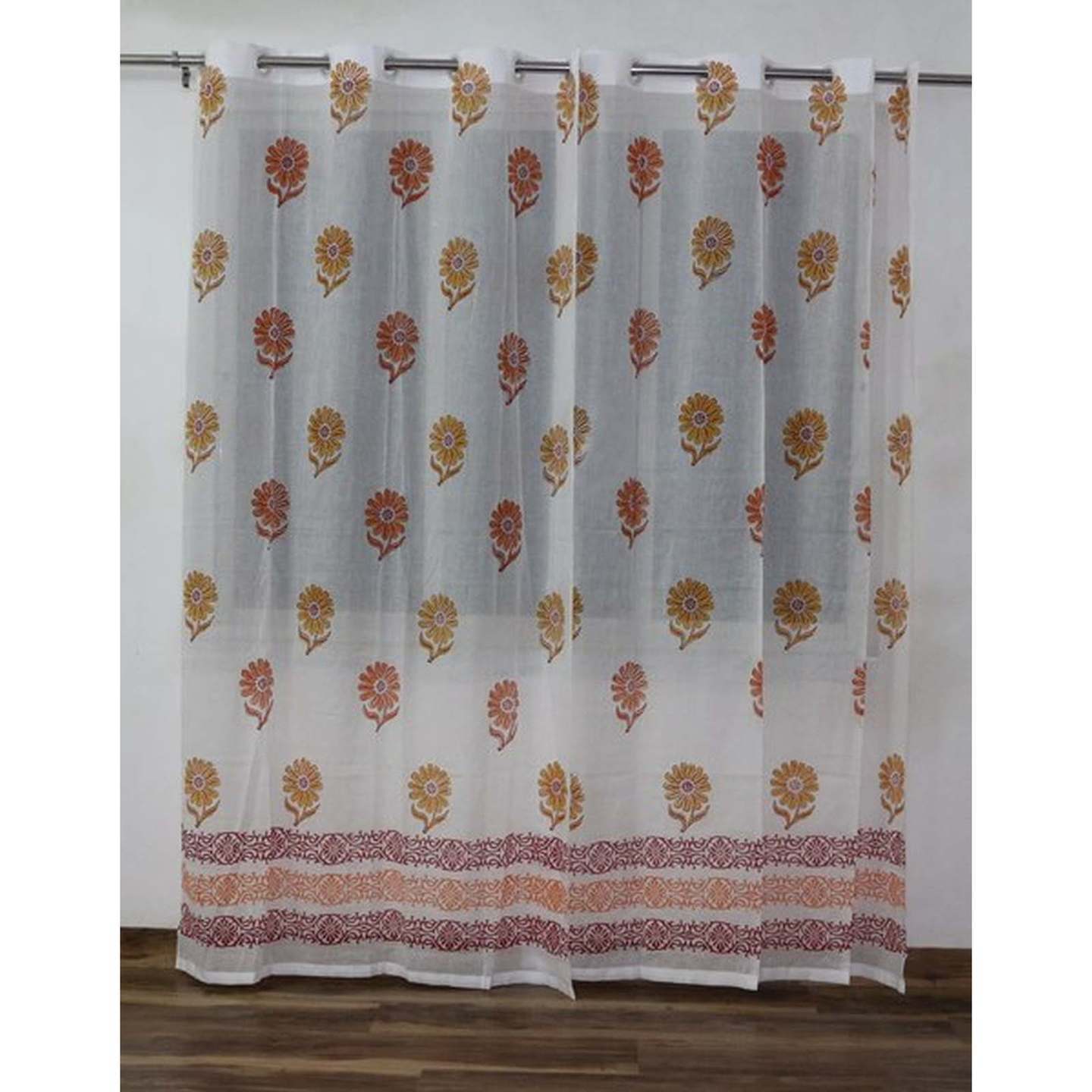 Hand Block Print Curtain – SUN FLOWER