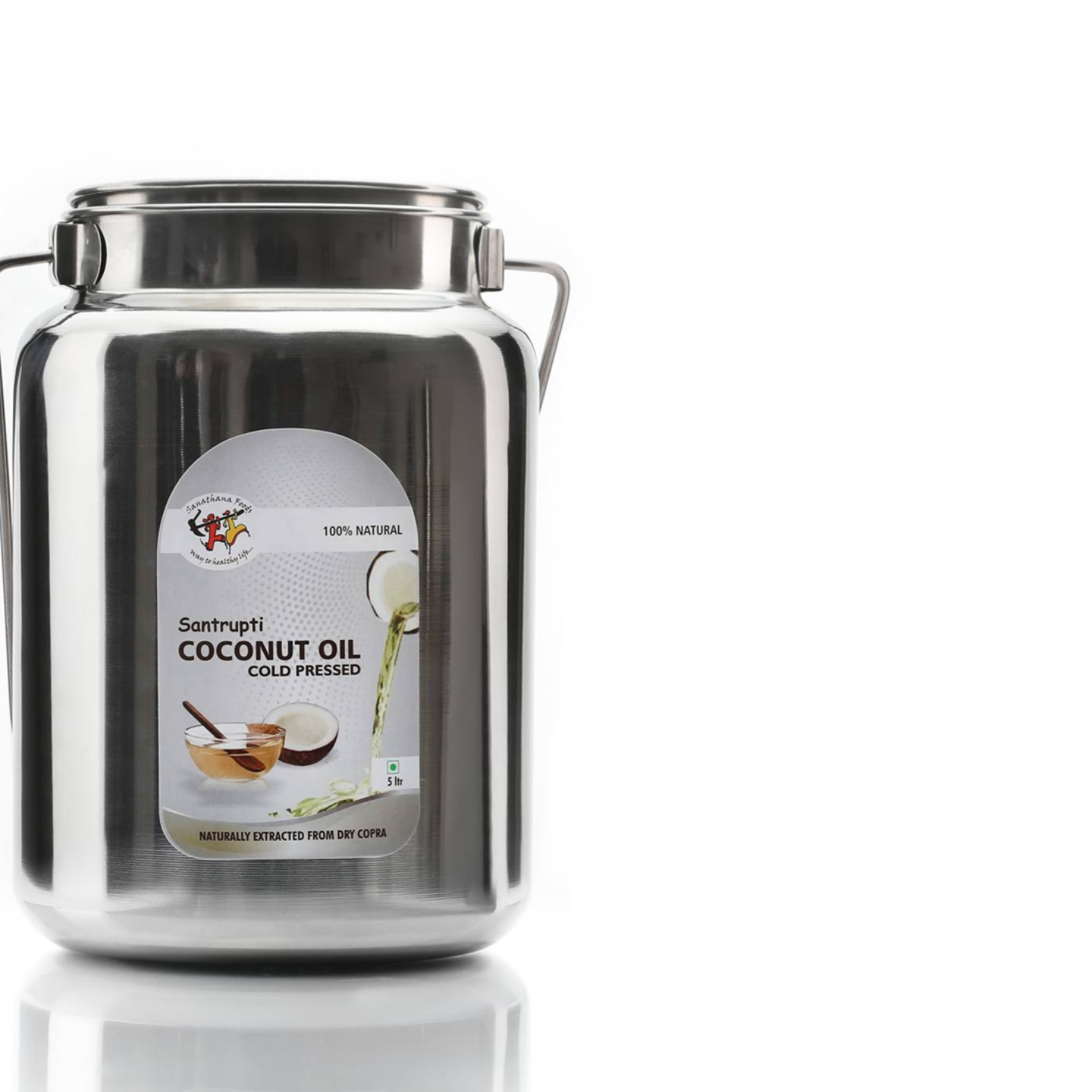 Coconut oil in Steel cans and Glass bottles
