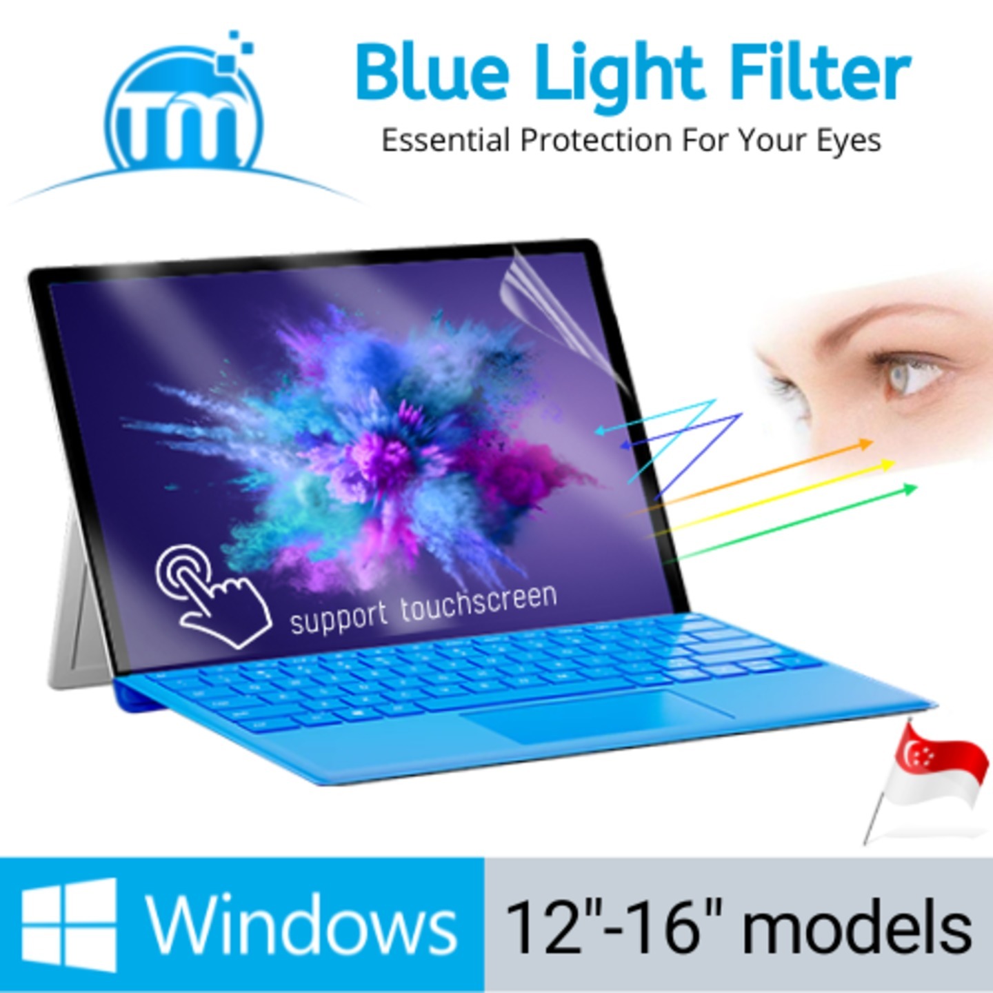 TMAnti Blue Light Screen Protector + UV Filter for Windows laptop 12 13 14 15 16