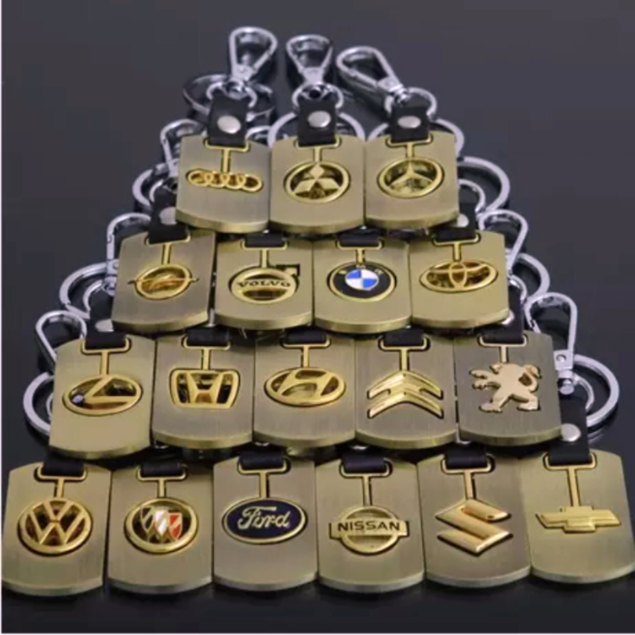 Car Brand Gold Keychain 