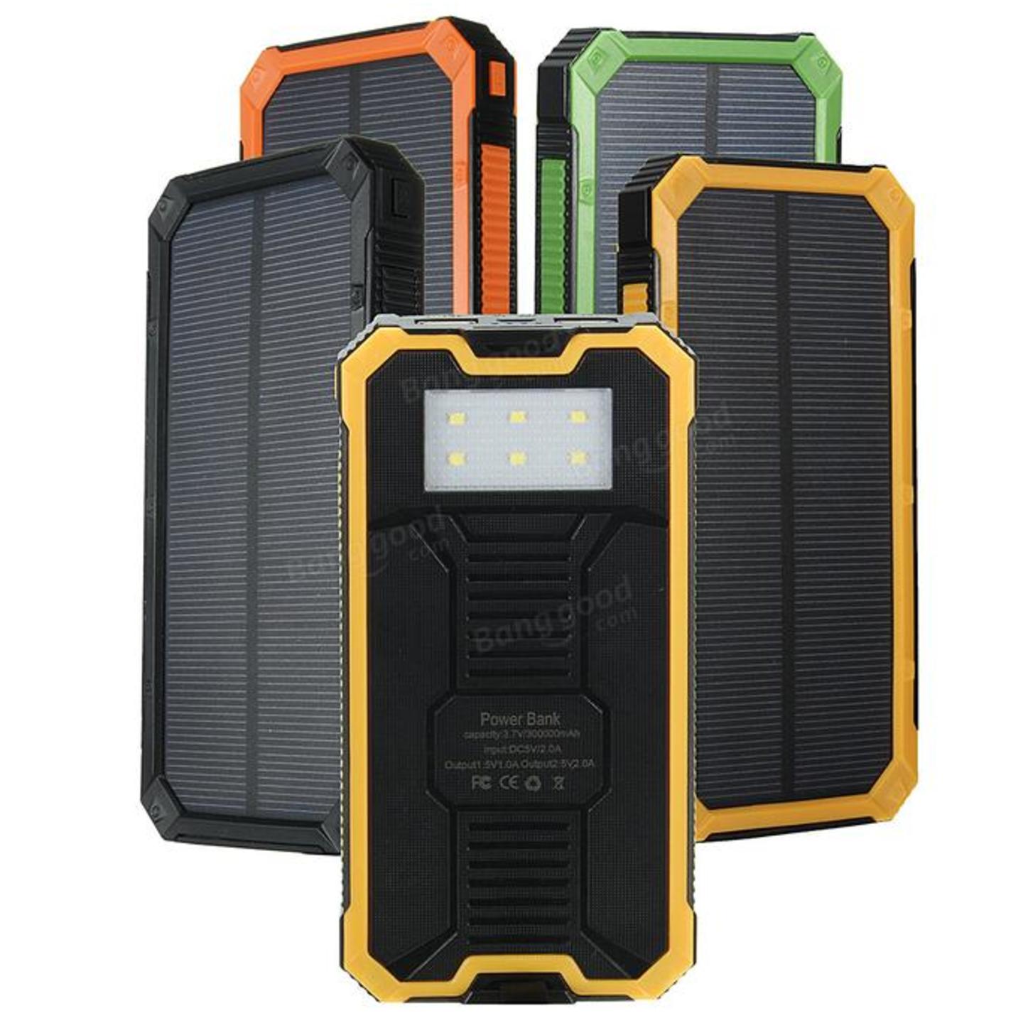 8000mAh Solar Waterproof Portable Charger Dual USB Battery Power Bank