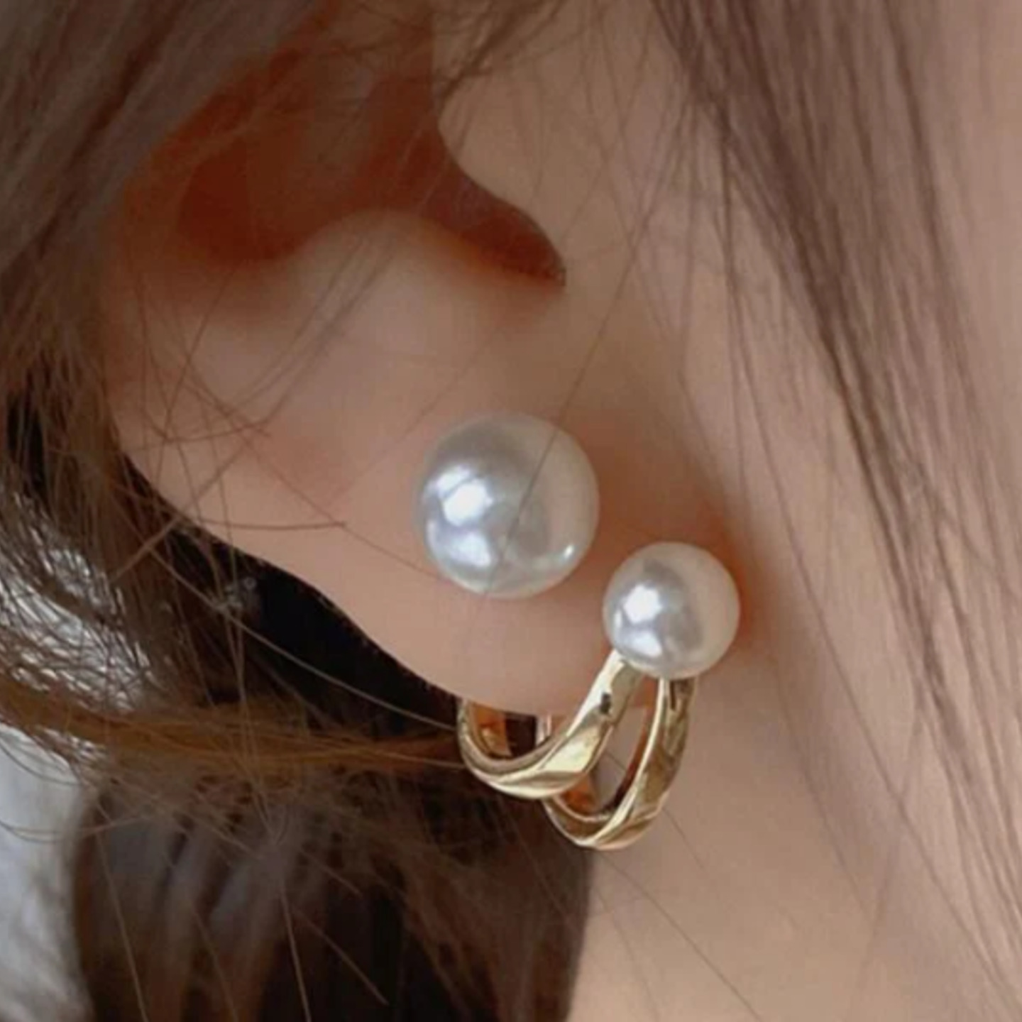 6 pc - French style Pearl earrings for women 