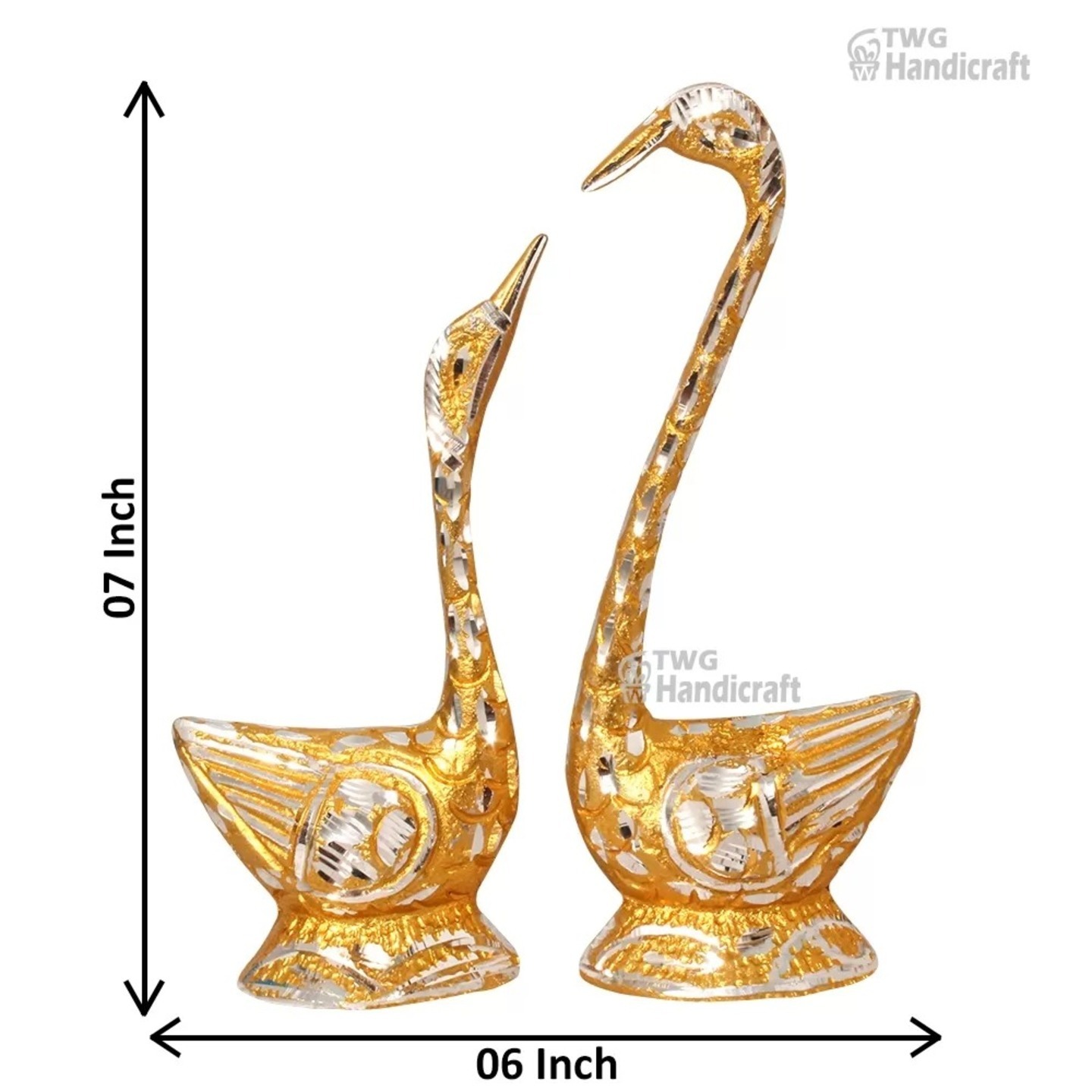 White Metal Handicraft Duck Pair Statue 7 Inch ( 18 cm ) - 13X0079G000XTAS