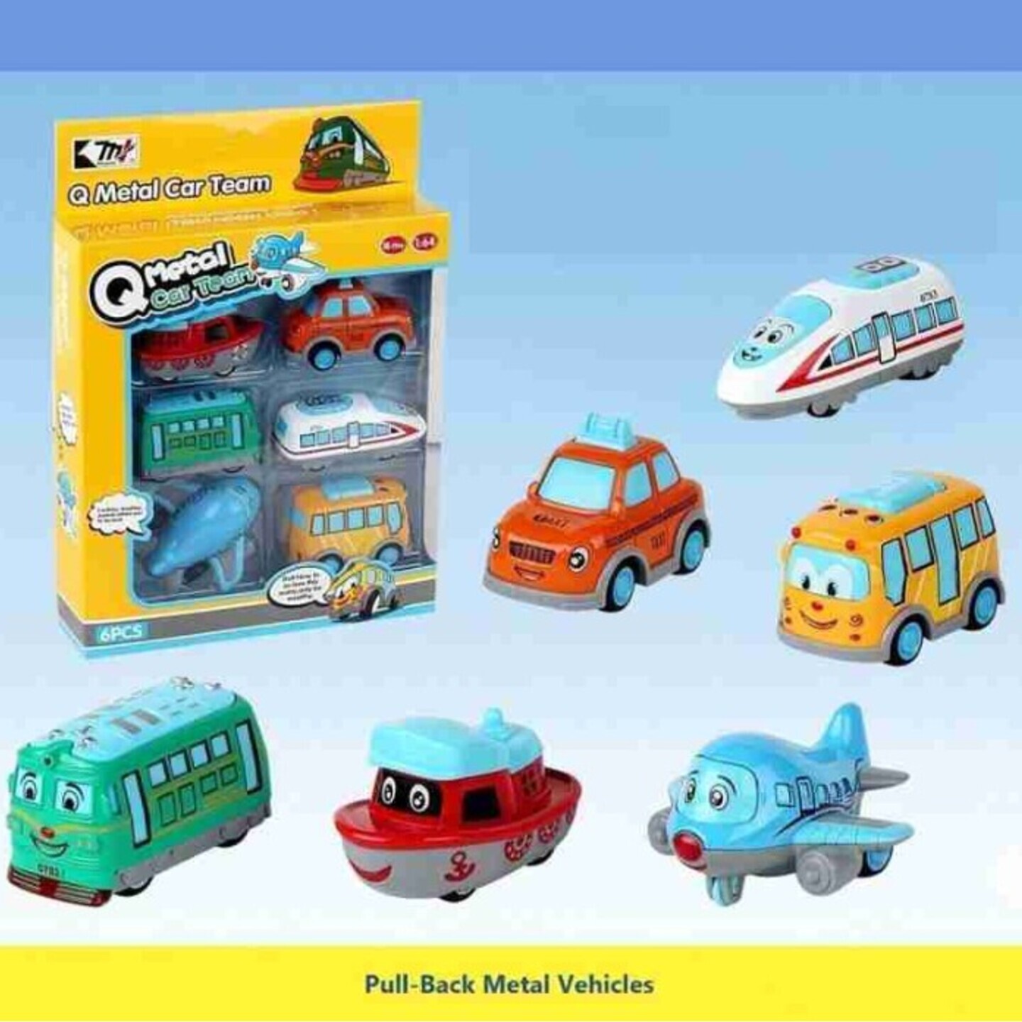 6 Pcs Q Metal Die-Cast Car Set