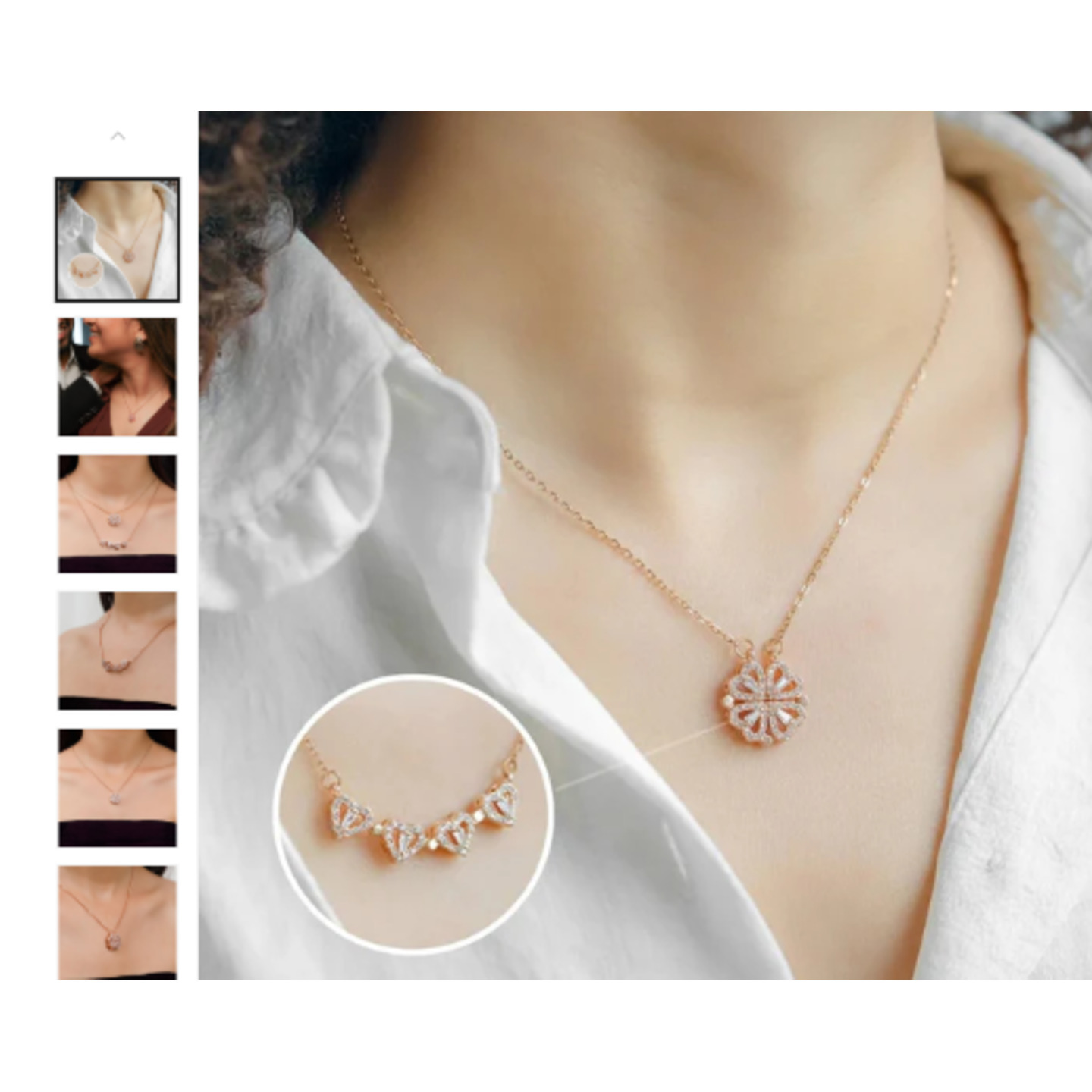 Stylish Rose Gold Plated Four Heart Pendant Gold-plated, Copper Cubic Zirconia Brass, Copper Pendant by BBJ