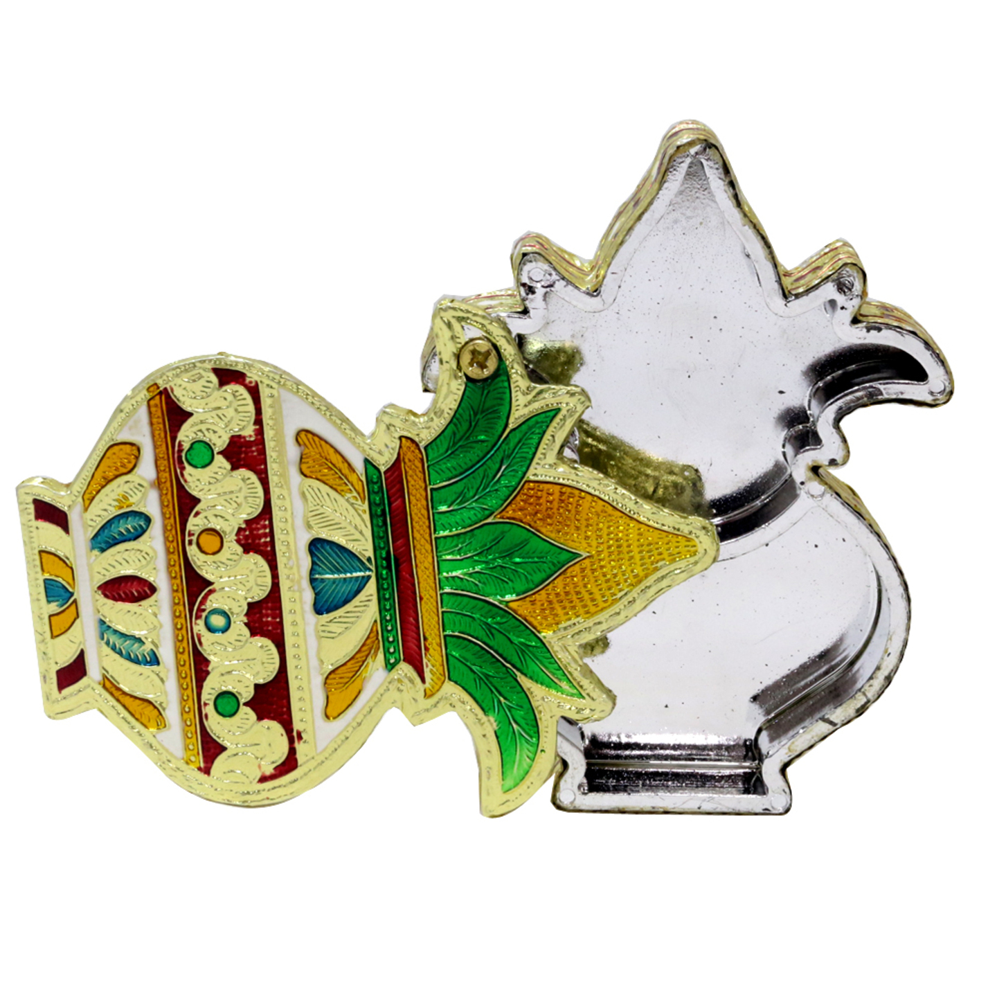 Kalash shaped wooden small size dryfruit box with meenakari design.