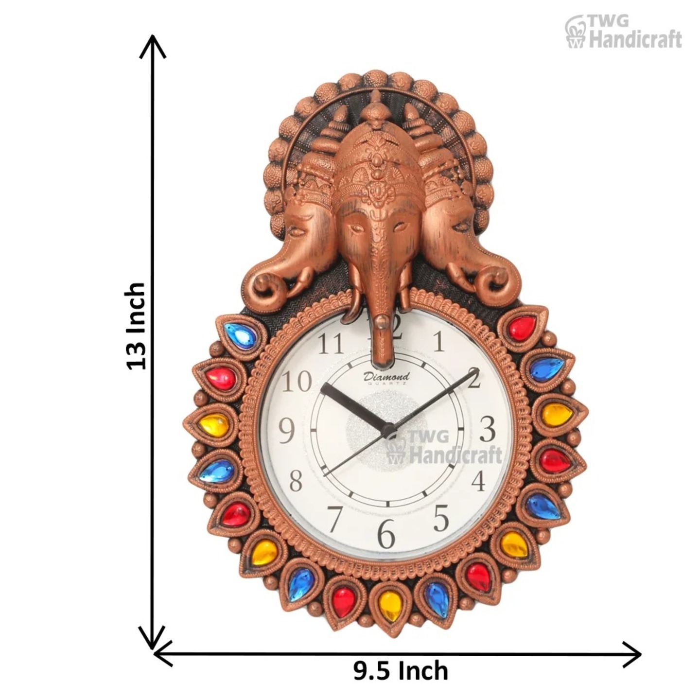 Wall Hanging Ganesha Clock Gift 13 Inch ( 33.5 cm ) - 26X0130M