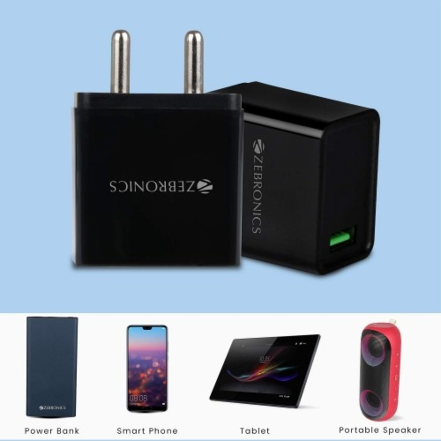 Zebronics Zeb-MA5311Q 18W Rapid Mobile Charger With TypeC Cable (Black)