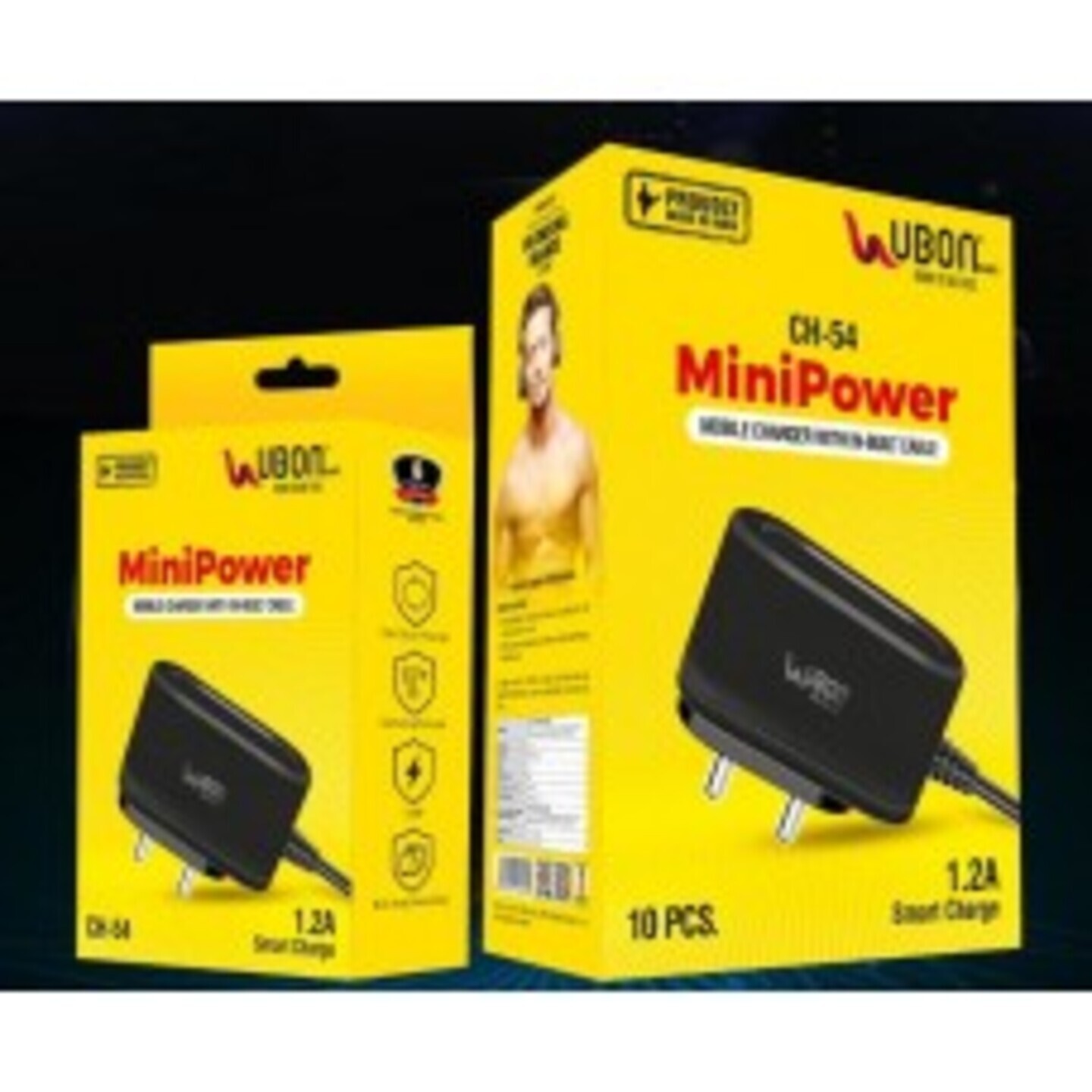 Ubon CH 54 1.2 Amp Mini Power Mobile Charger With-in-Built Cable