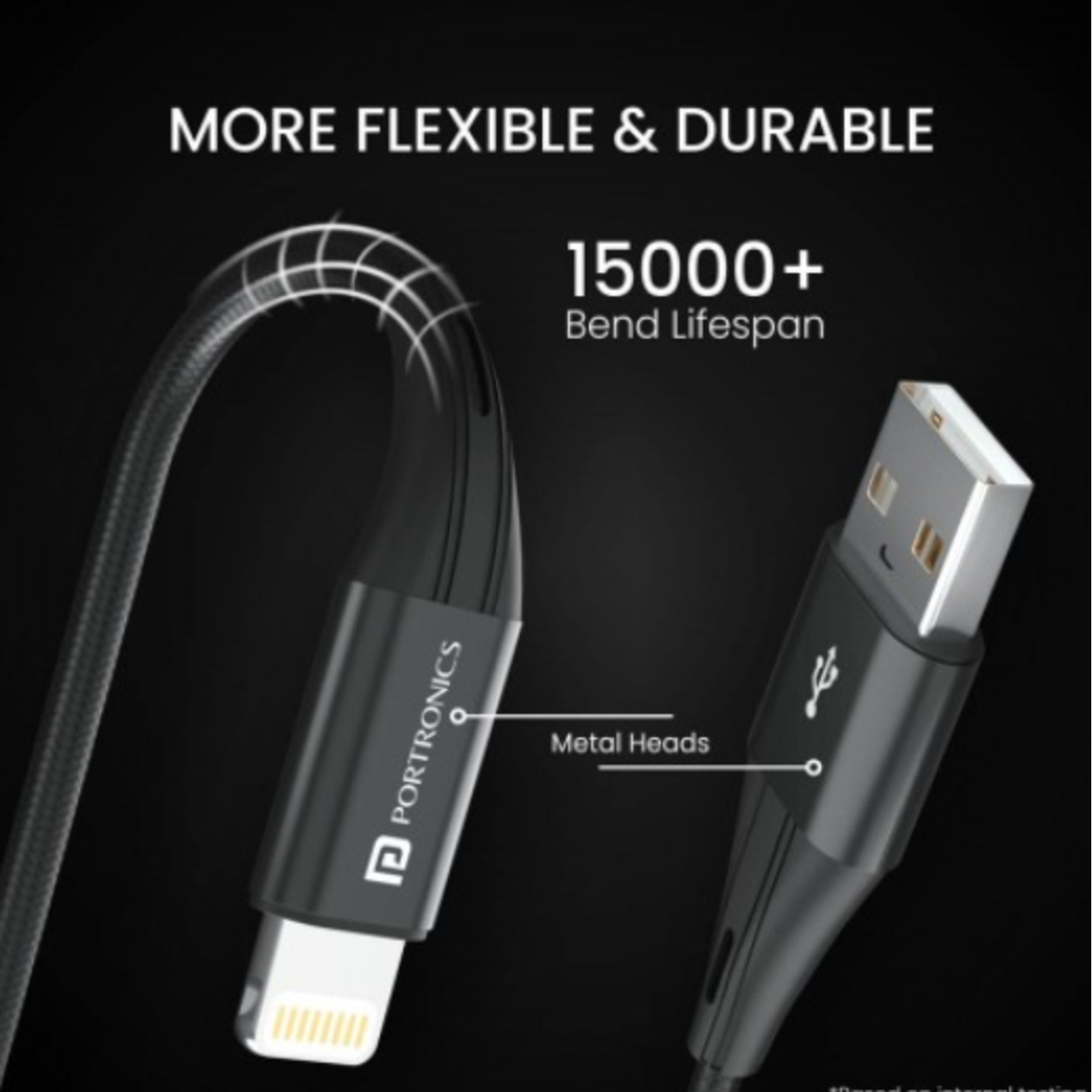 Portronics KonnectB Plus 3Amp 1Mtr 8Pin USB Data Sync CableBlack