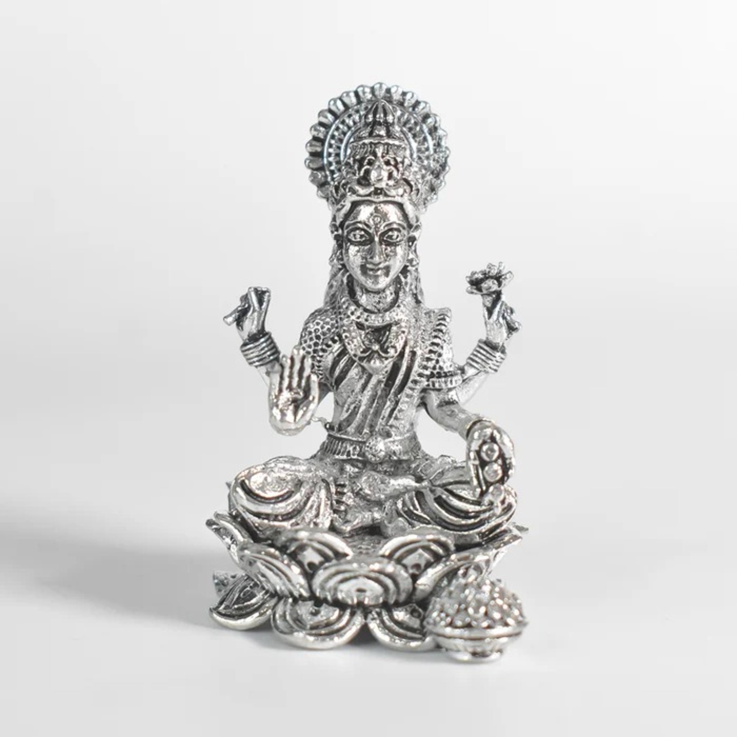 Divine Lakshmi Mata Murti - Silver-Colored Metal Statue for Prosperity & Blessings(MOQ 6)