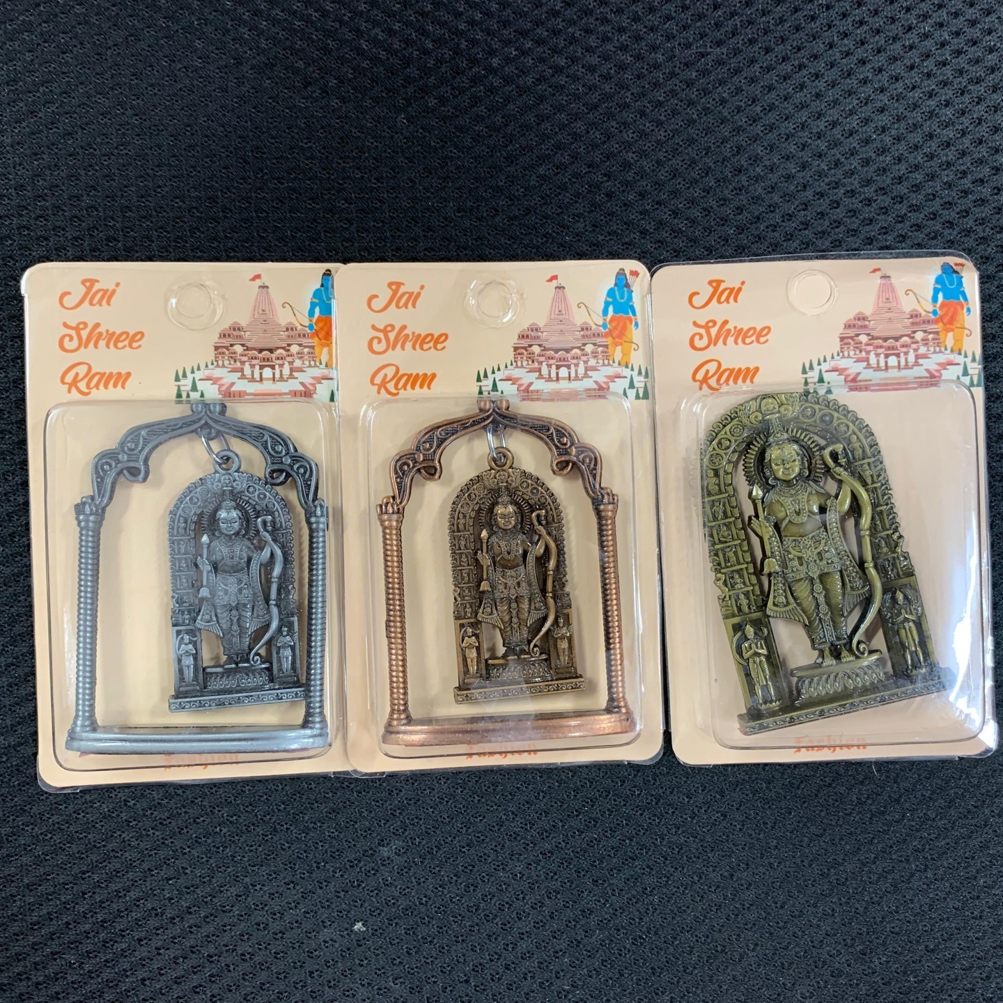 Shree Ram Idol on swing Metal Car Dashboard 3 - 3.5 inches Pack of 3
