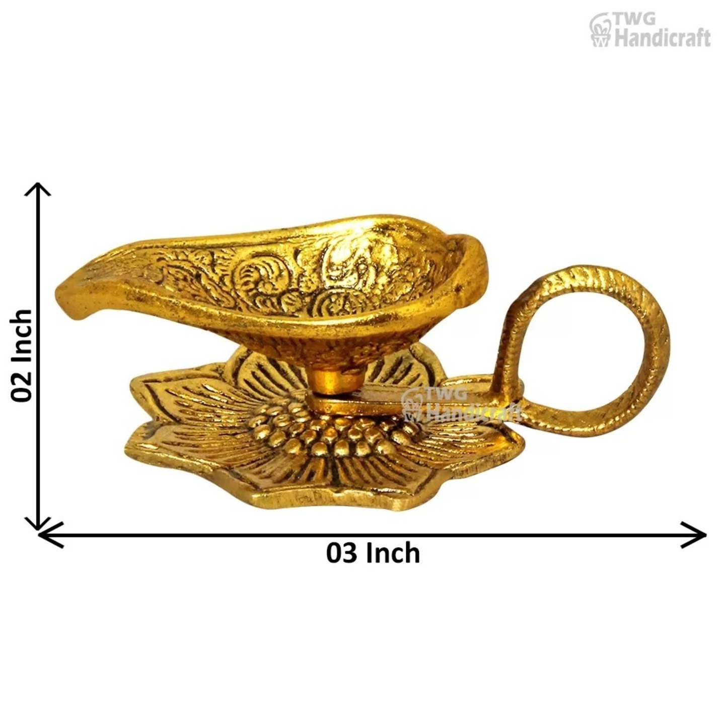 Aarti Diya With Handle For Home Temple Metal Item 2 Inch ( 5.5 cm ) - 27X0128G