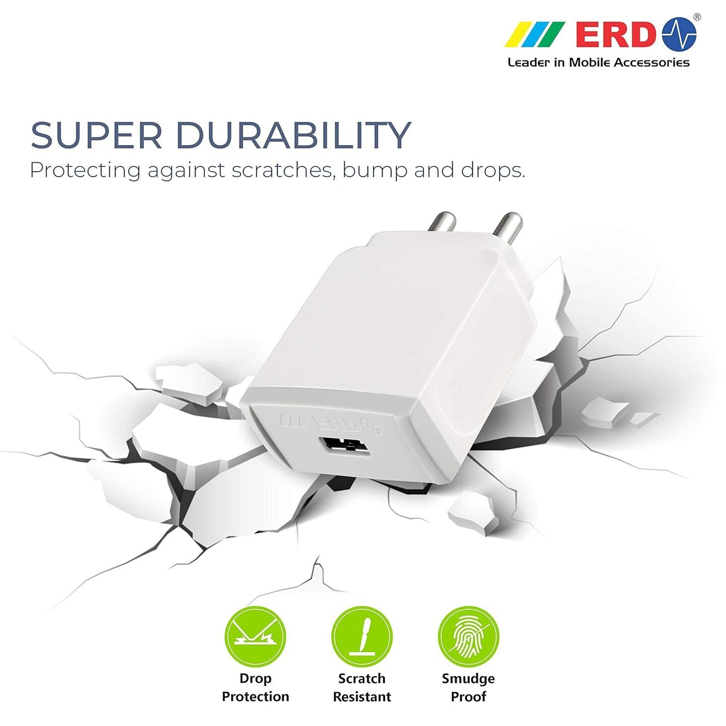 ERD 3 Amp Super Fast Charge USB Wall Charger BIS Certified 5V  3A
