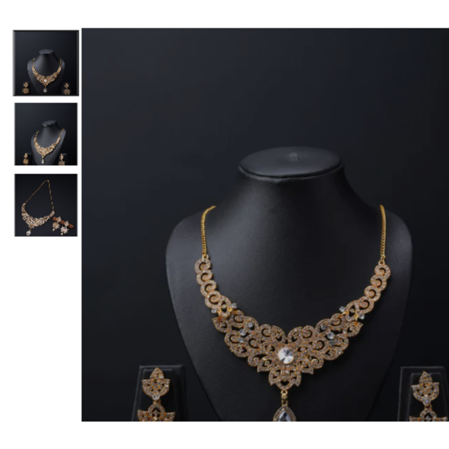 Elegant Necklace and Earrings Set with Intricate Detailing by BBJ