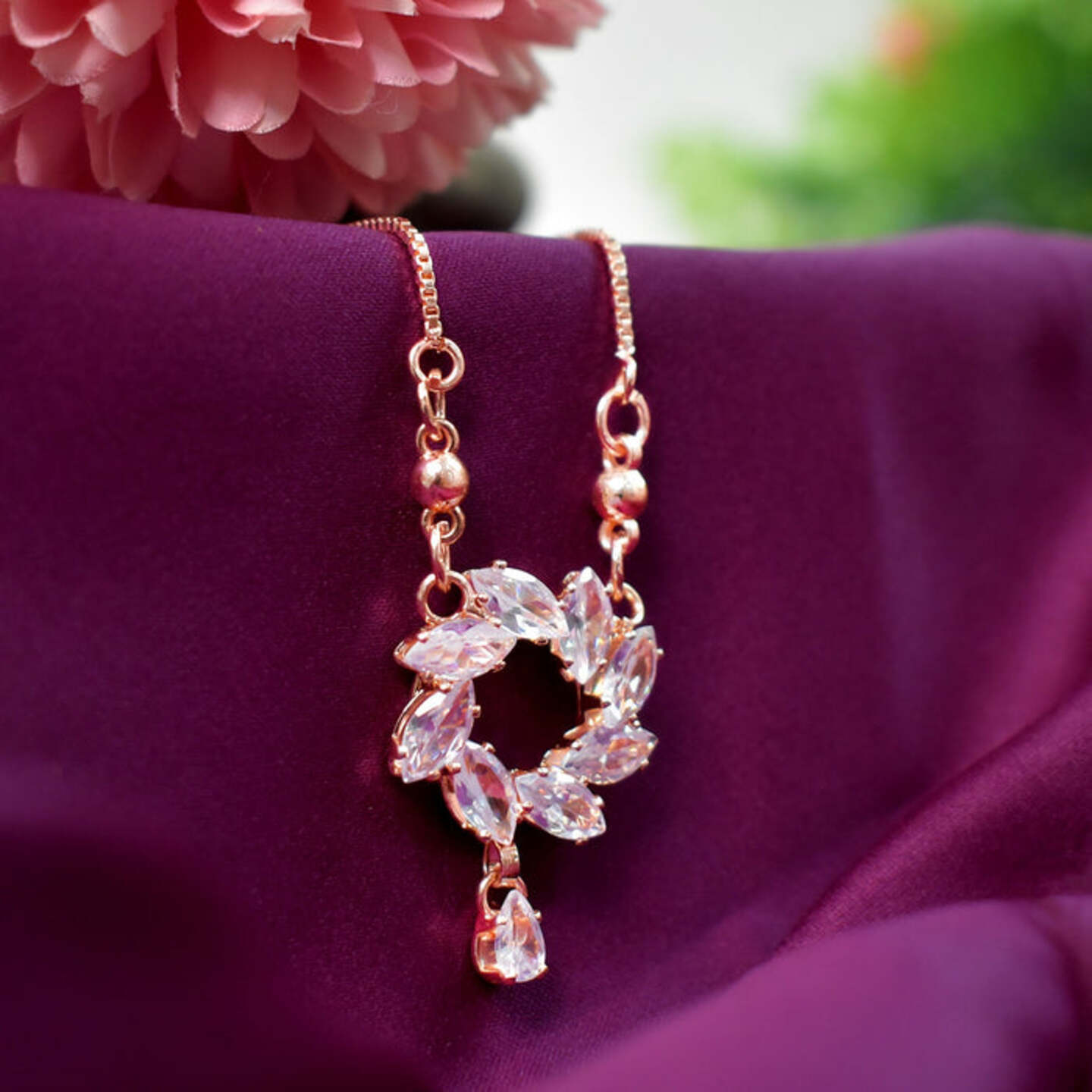 Rose Gold Wreath Necklace(moq6)