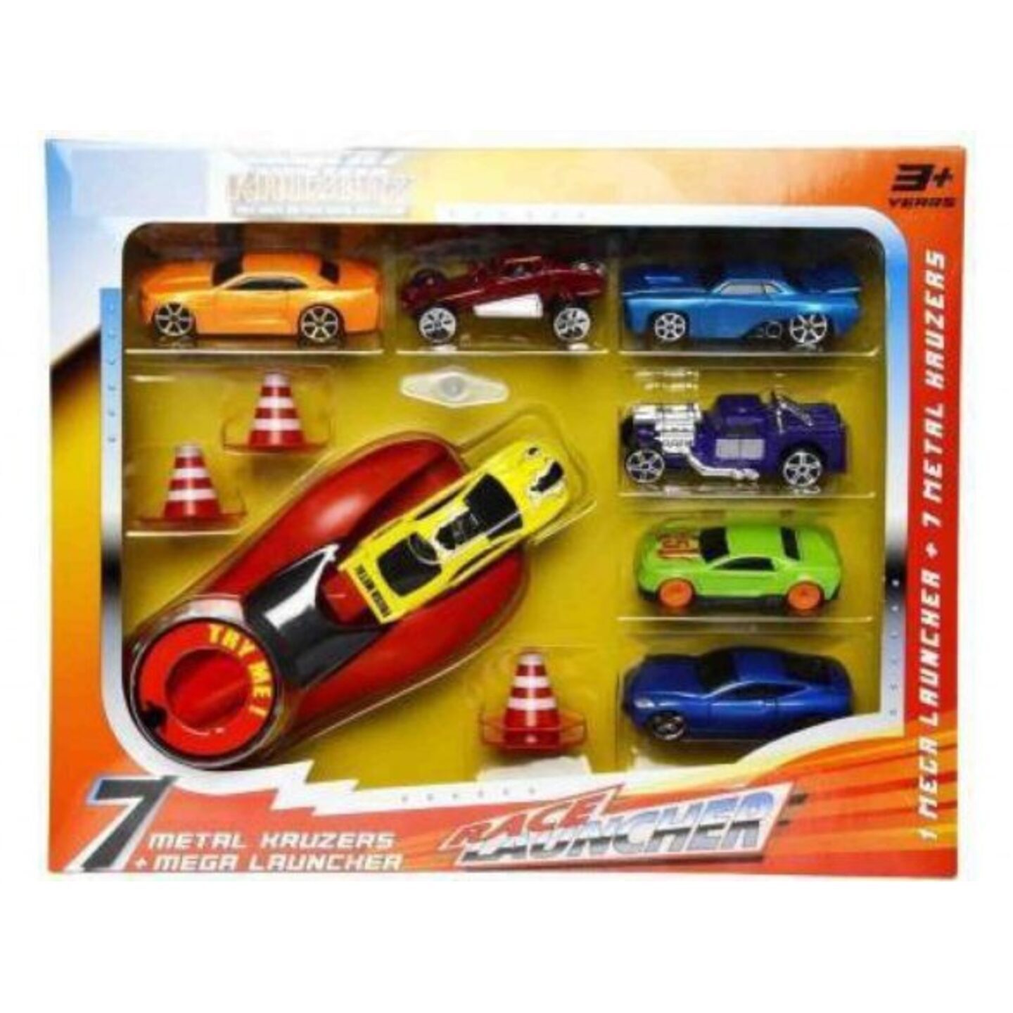 7 Car Rapid Launcher with Metal Die Cast Cars