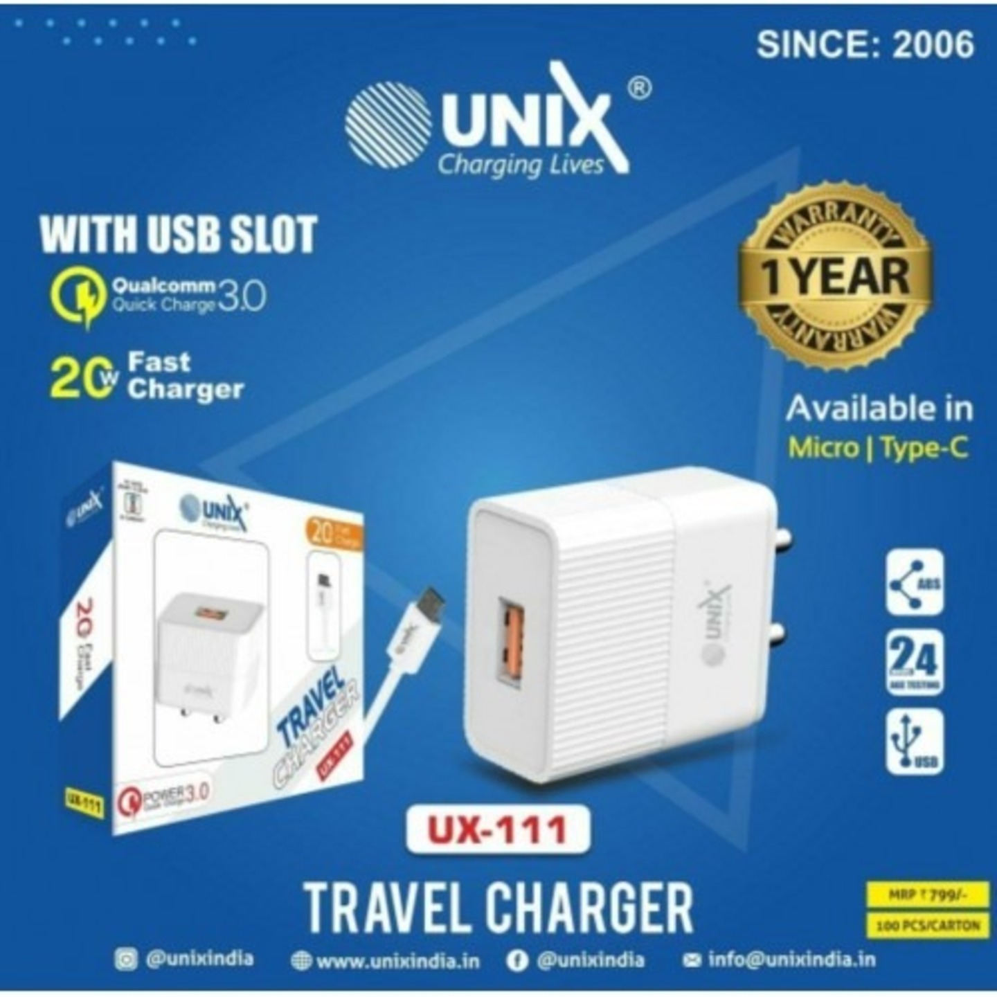 UNIX Ux-111 Qualcomm 3.0 TypeC Travel Charger Description UNIX Ux-111 Qualcomm 3.0 TypeC Travel Charger UNIX Ux-111 Qualcomm 3.0 TypeC Travel Charger