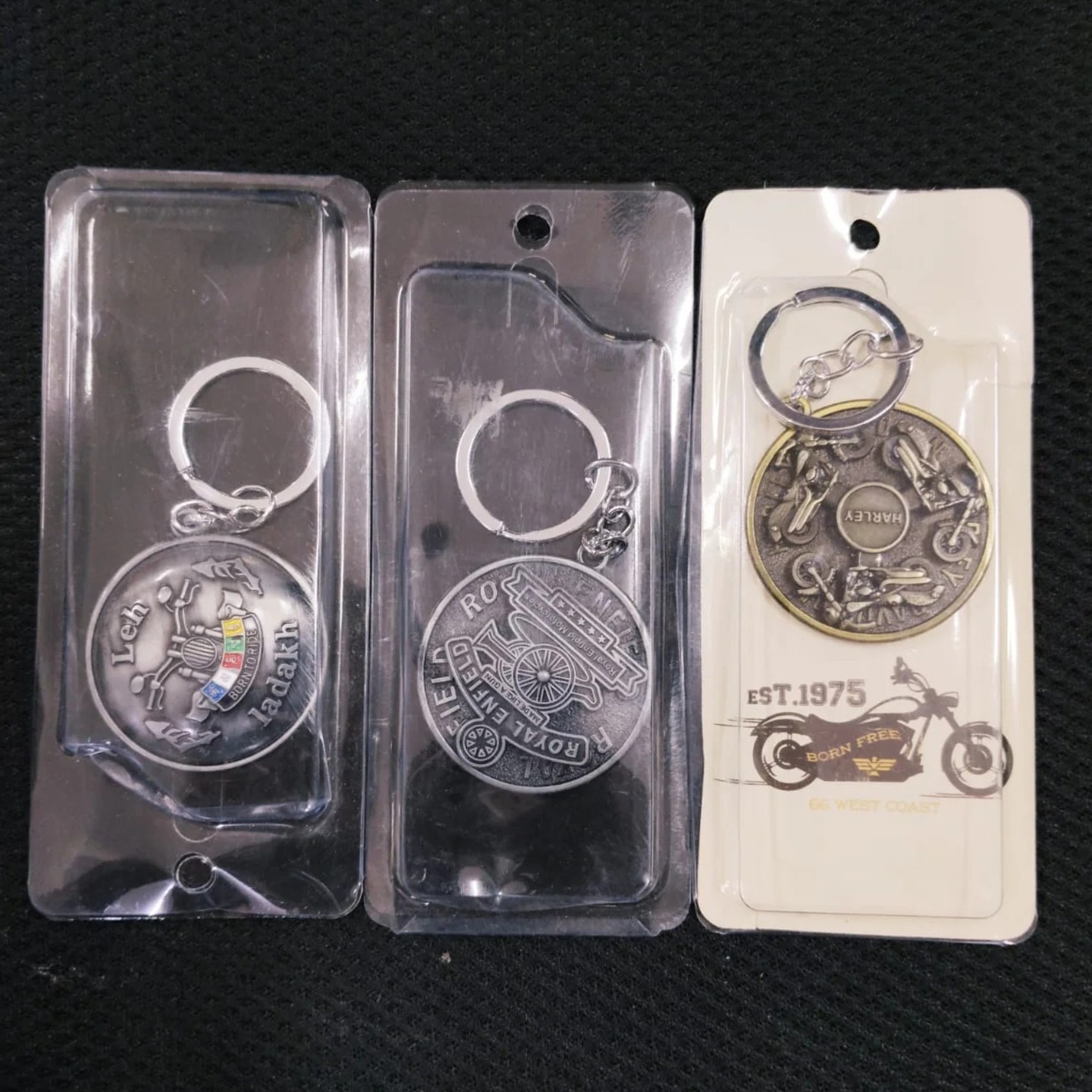 Pack of 6 Royal bike rotating keychain mix design