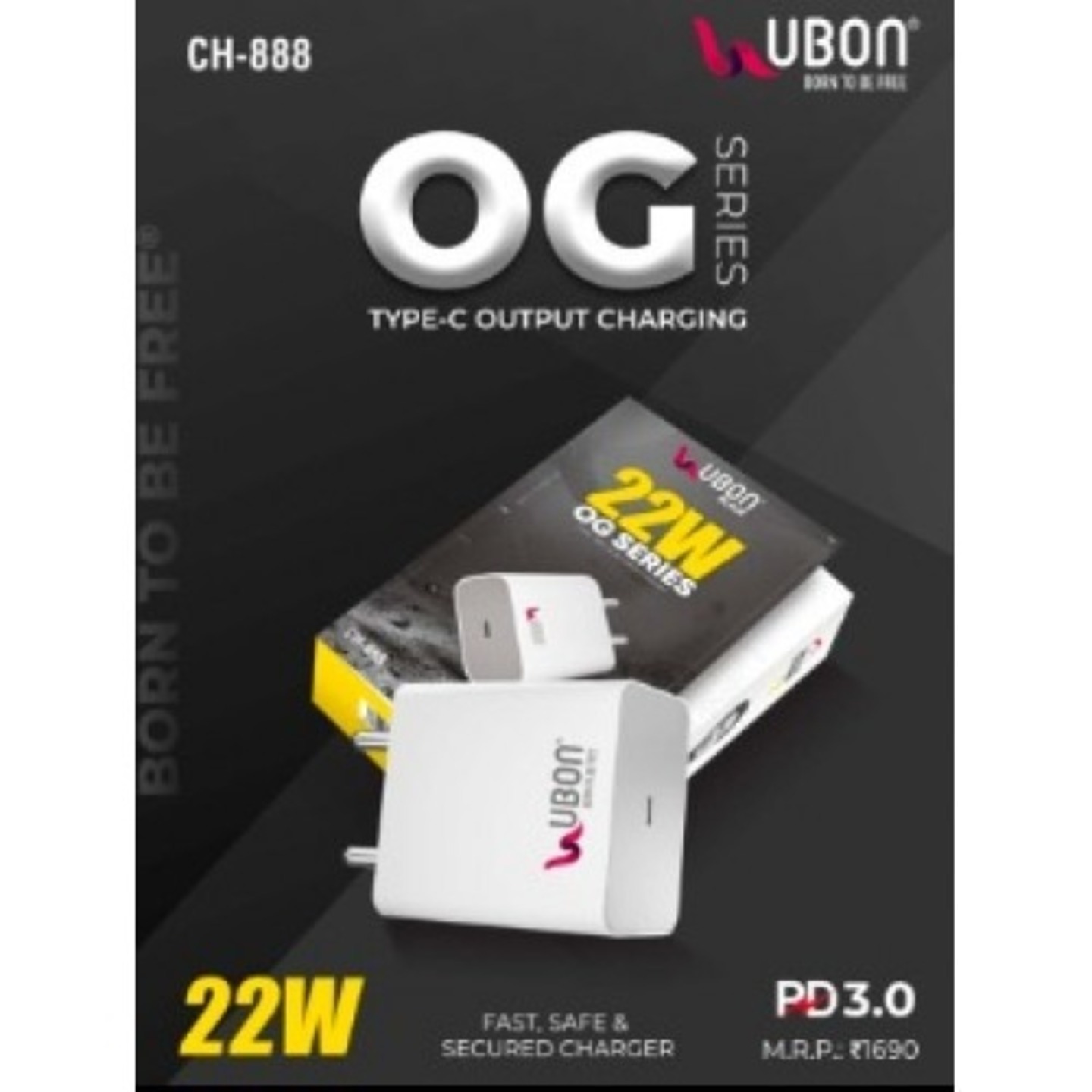 UBON CH-888 OG Series PD3.0 22W Type-c Output Charger