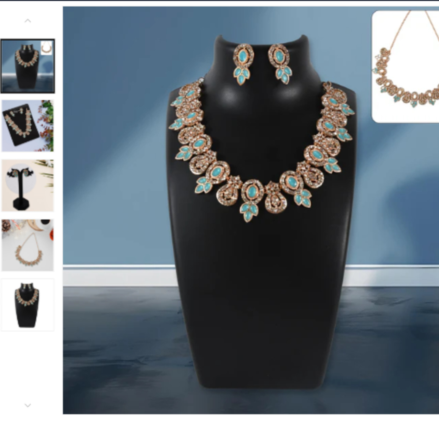 Sky Blue and White Diamond Necklace Set