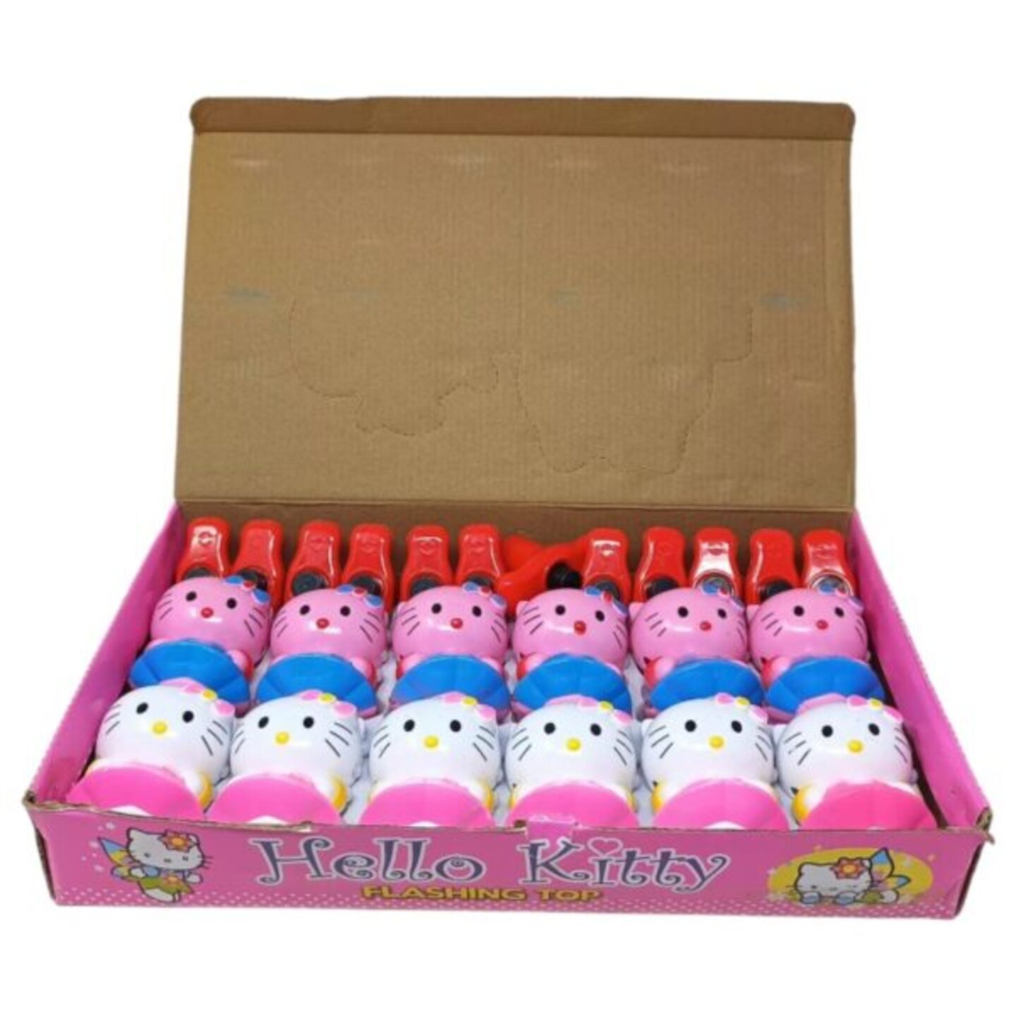 (12 pc) Kitty Spinning Top with Music and Light