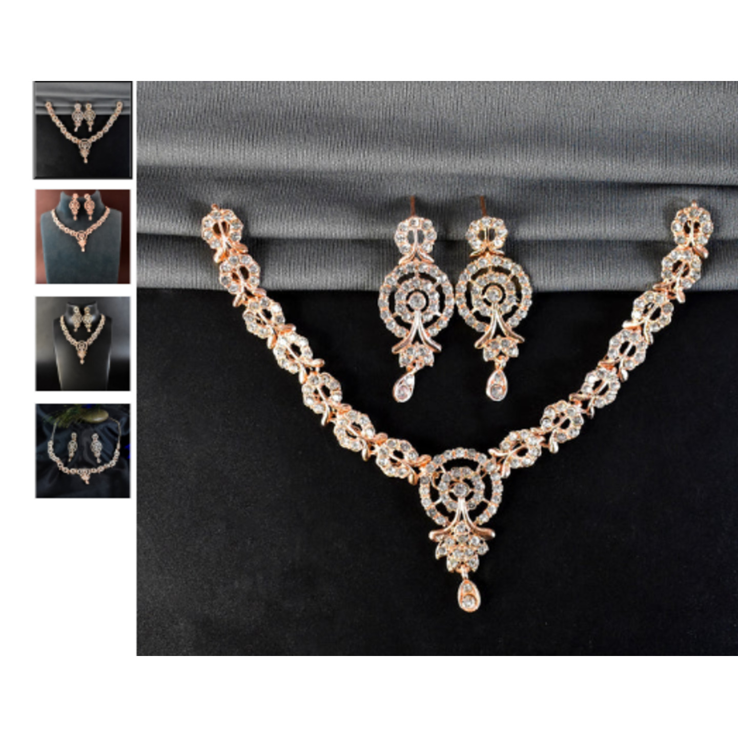 White Diamond Necklace with Earring Set