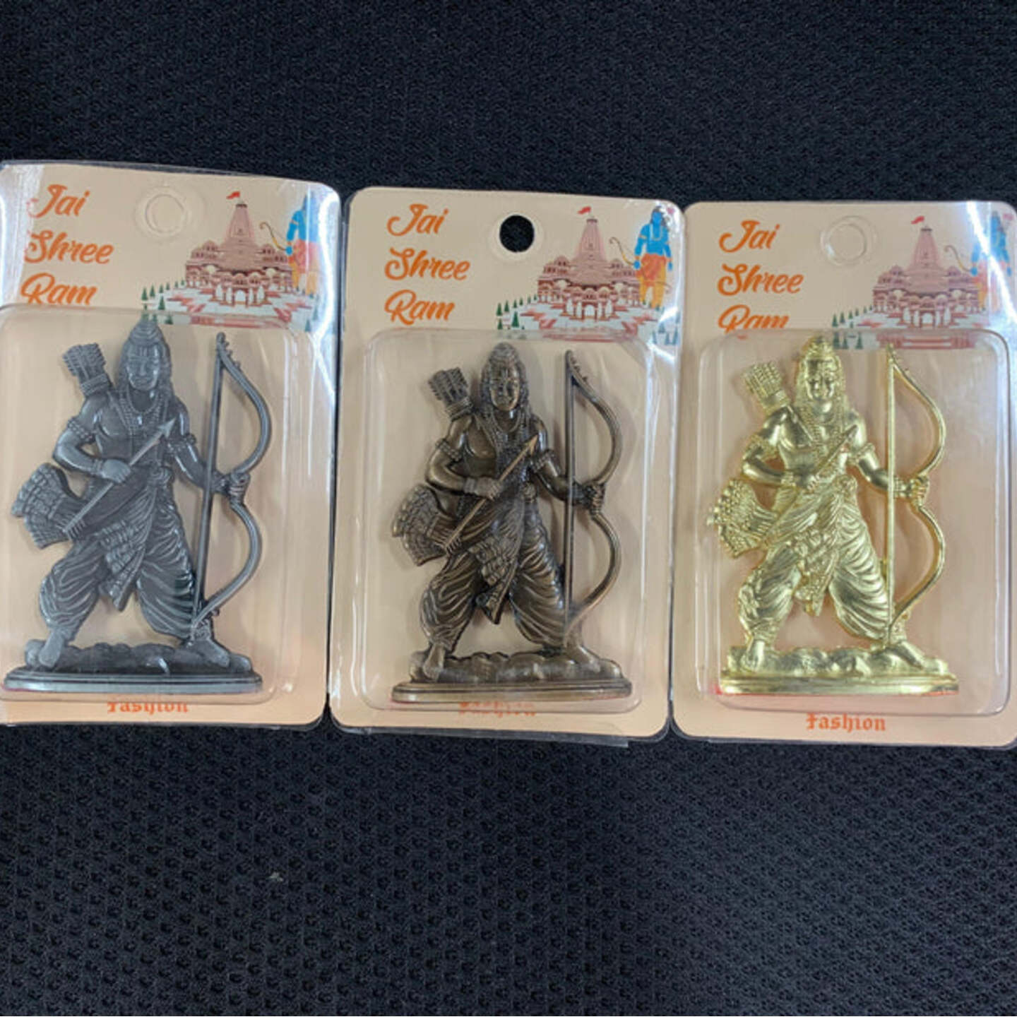 Shree Ram with Bow & Arrow Metal Car Dashboard 3 - 3.5 inches Pack of 3