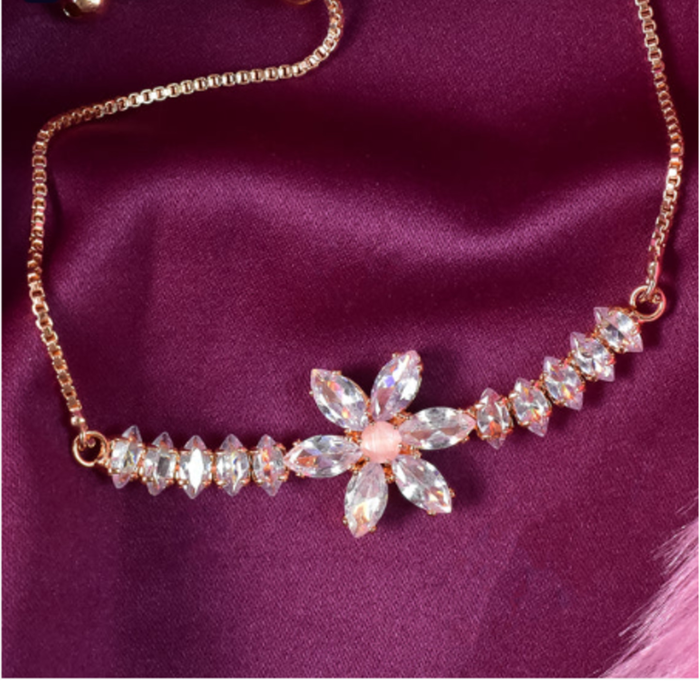 Gold Plated American Diamond Bracelet for Women/Girls