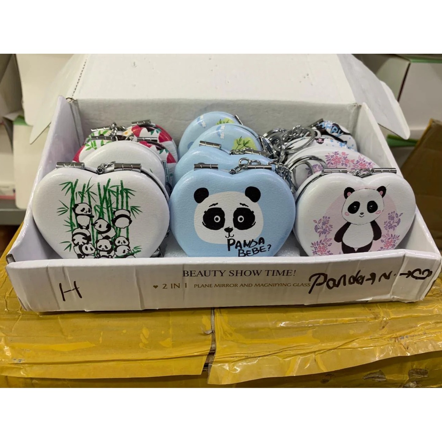  Panda heart / square mix design pocket watch pack of 12