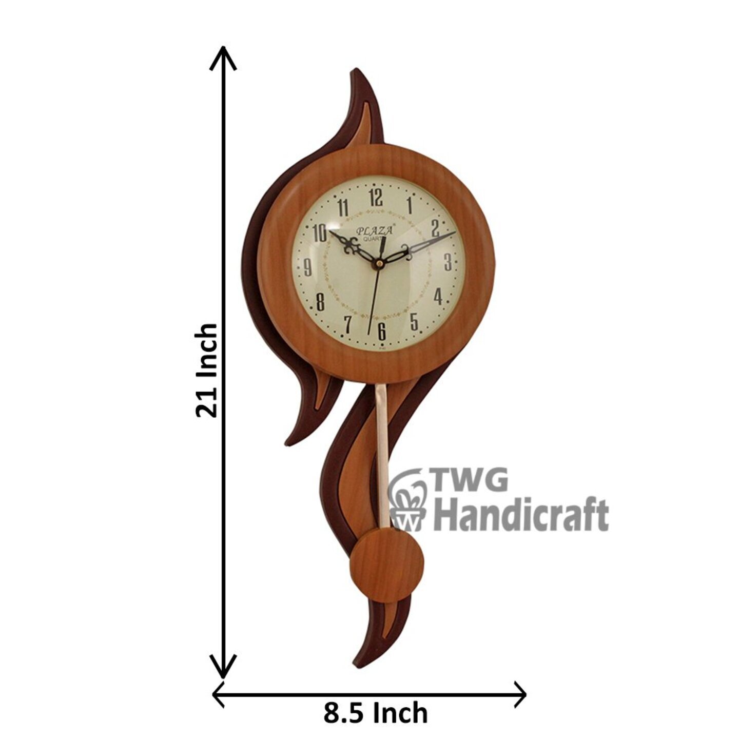 Wooden Textured Pendulum Analog Wall clock with glass 20.5 Inch ( 52.5 cm ) - 26X0098W000XTNS