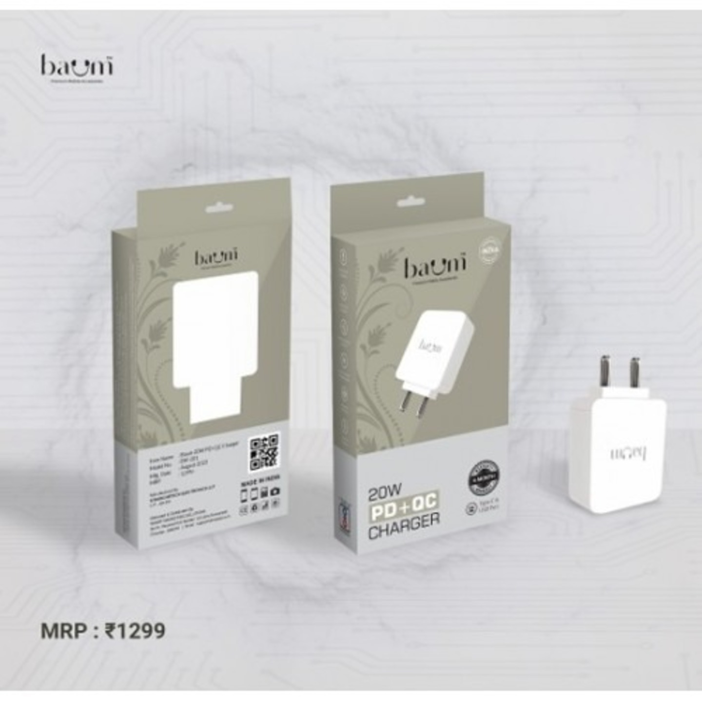 Baum BM-201 20 W PD + QC Type-C & Usb Port Charger With Micro Cable (Buy 10 Get 1 Free)