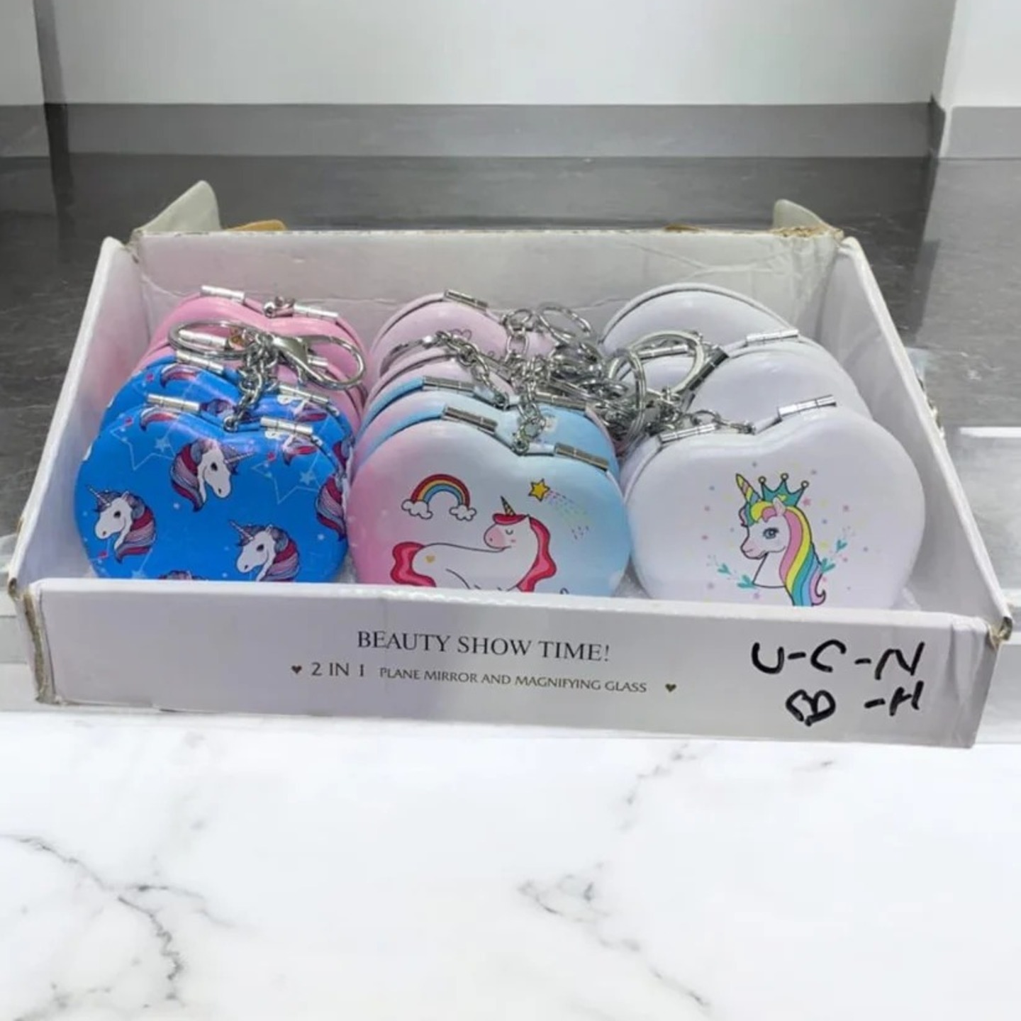 Unicorn heart mirror pack of 12