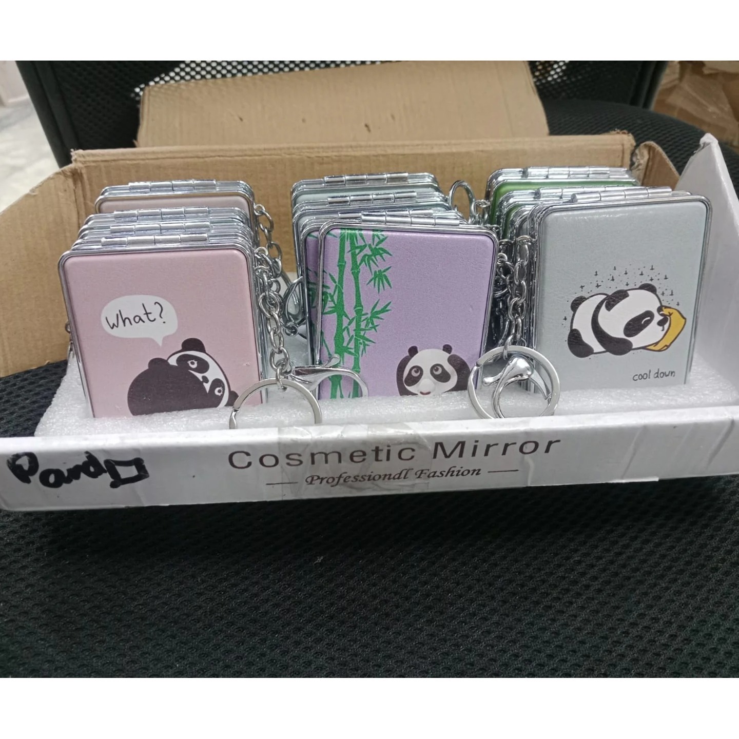 Panda square pocket mirror Pack of 12
