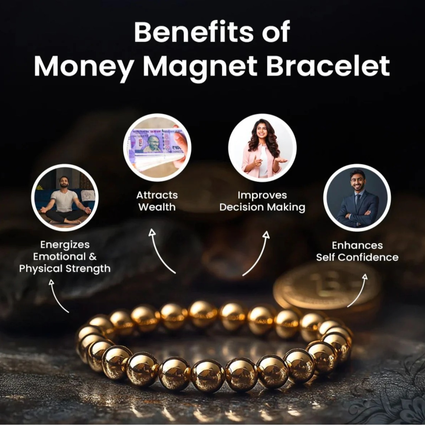 Money Magnet Beads Bracelet(moq6)