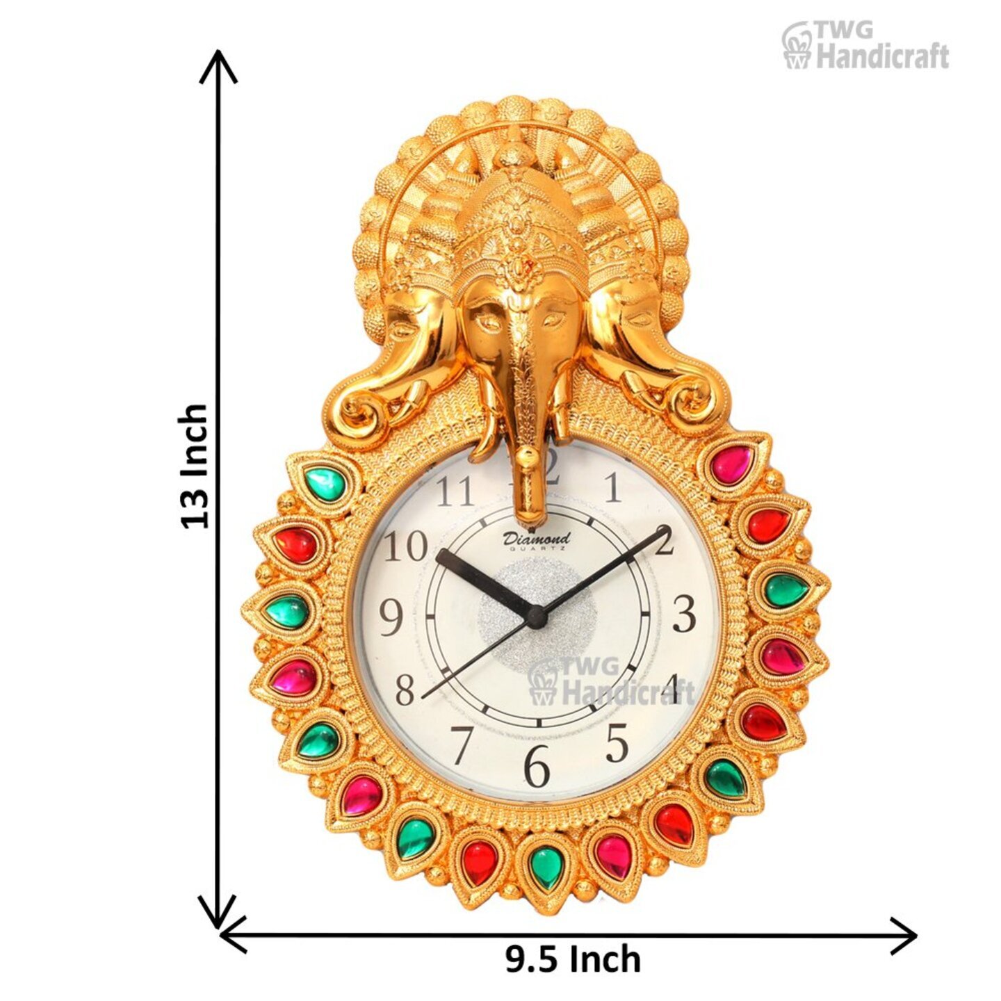Wall Hanging Ganesha Clock Gift 13 Inch ( 33.5 cm ) - 26X0130S
