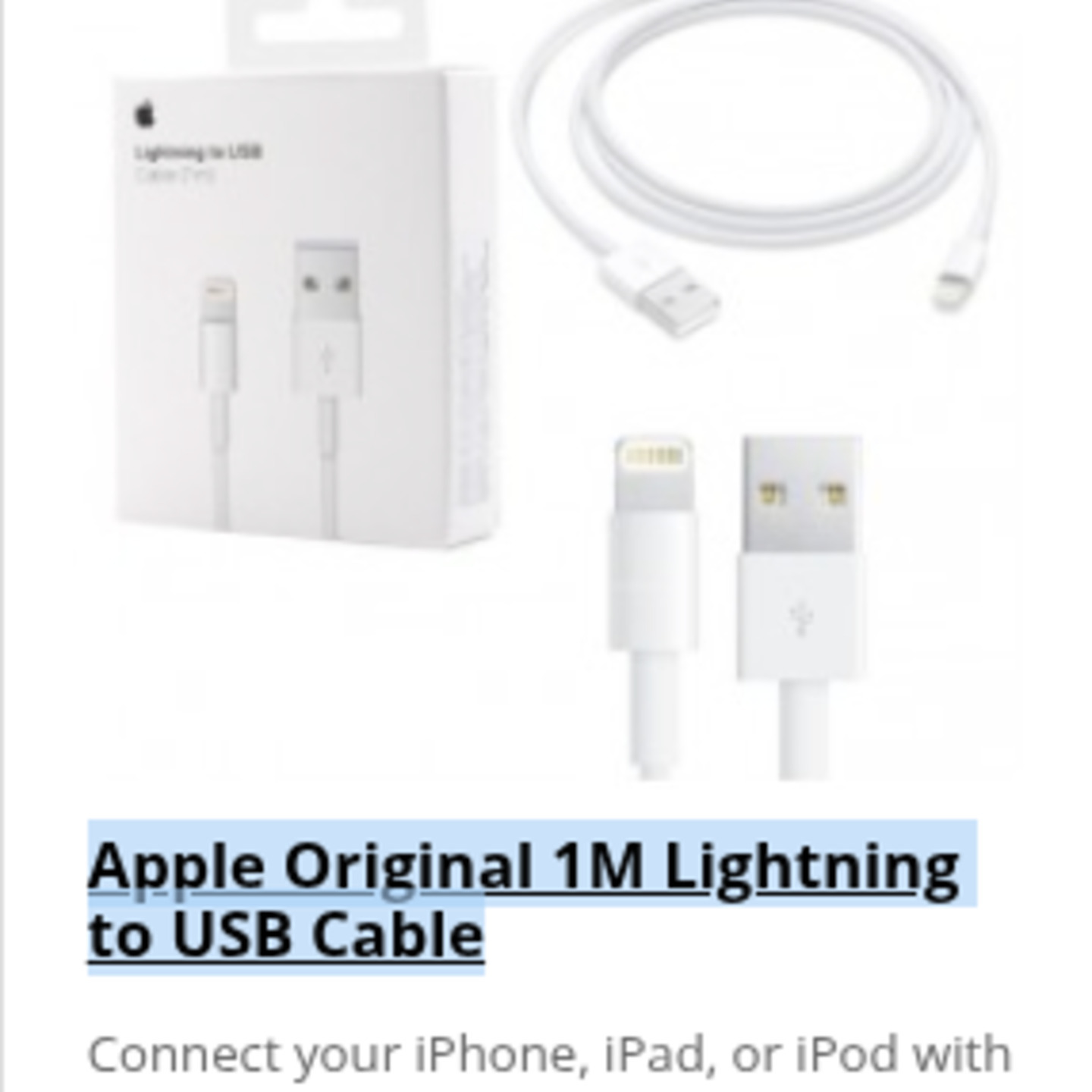 Apple Original 1M Lightning to USB Cable