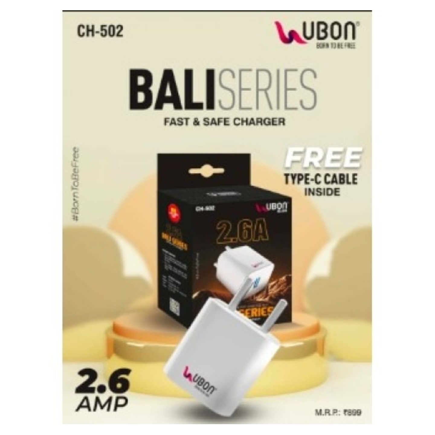 UBON CH-502 Baliseries 2.6A Charger With Type-C Cable