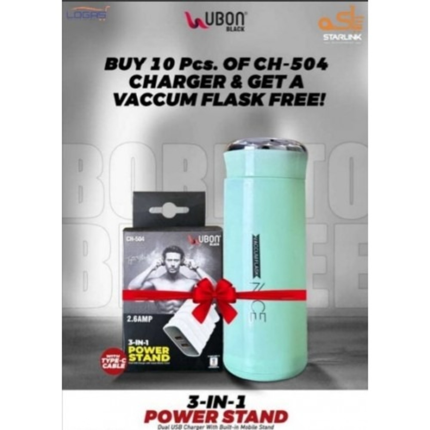 UBON CH-504 Super Special Charger With Type-c Cable(Buy 10 and Get a Vaccum Flask Free)