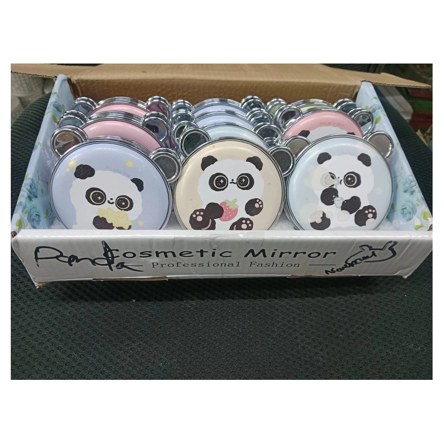 Cute panda round pocket mirror Pack of 12